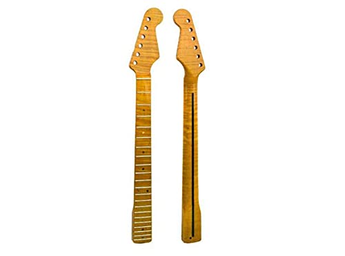 TIANMINJIEDM Electric Guitar Neck with Tiger Pattern Maple Fretboard - 21 Frets Replacement Guitar Neck for Electric Guitars | Perfect for Rock, Metal & Stage Performances
