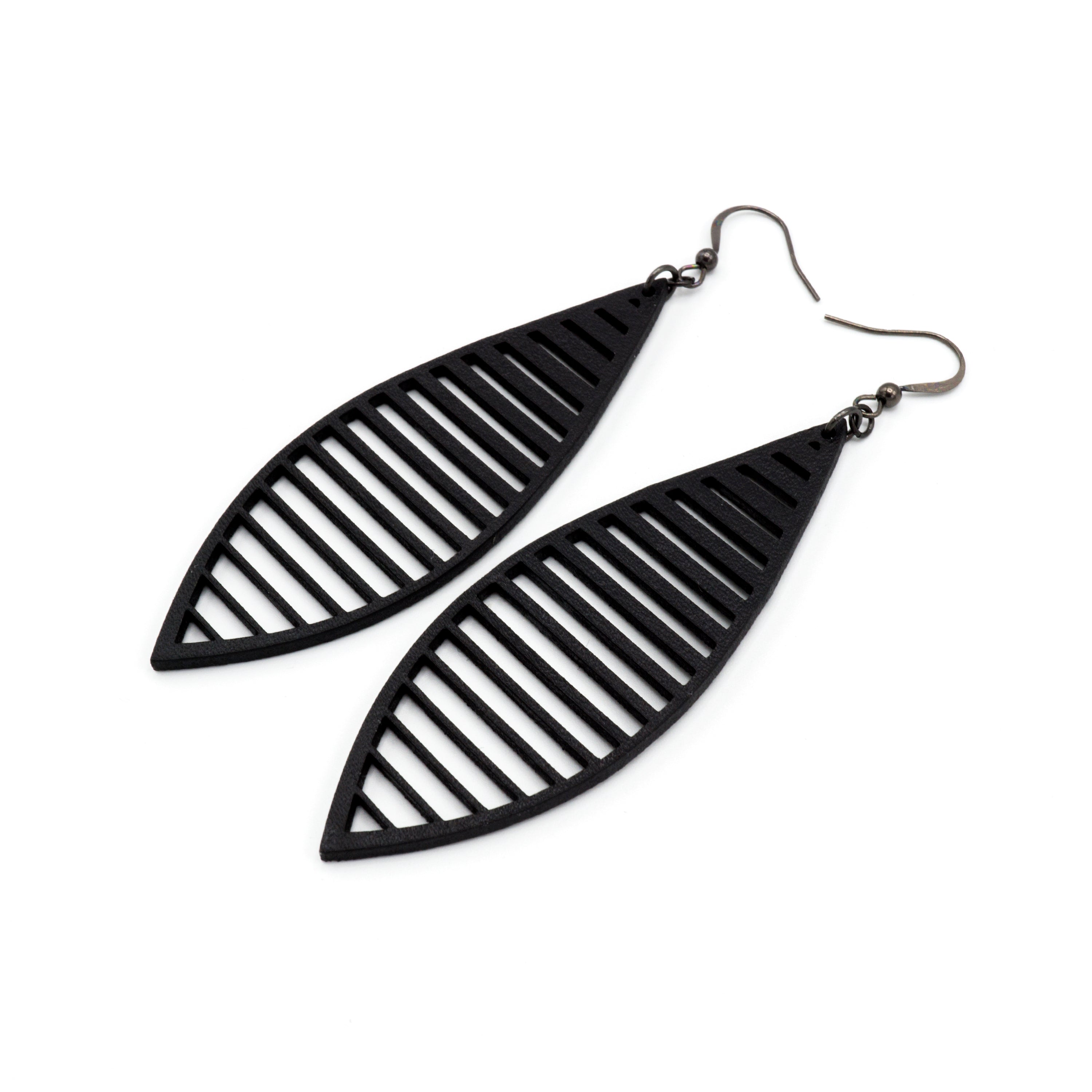 Terrabyte 11.5 - Stylish Black Leather Earrings for Women | Boho Chic Handmade Dangle Earrings | Perfect for Casual Wear, Parties & Festivals