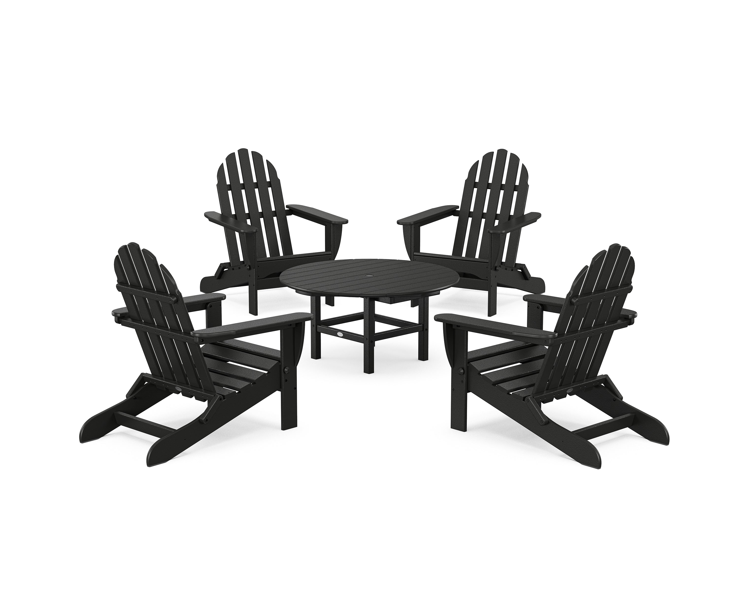 POLYWOOD Classic Folding Adirondack 5-Piece Outdoor Patio Conversation Set - Perfect for Backyard, Poolside, and Garden Relaxation