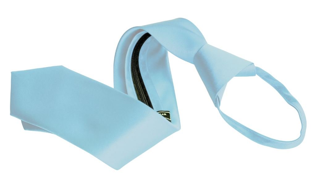 Men's Powder Blue Zipper Tie Neckwear Collection - Stylish & Adjustable Formal Tie for Business, Weddings & Special Occasions