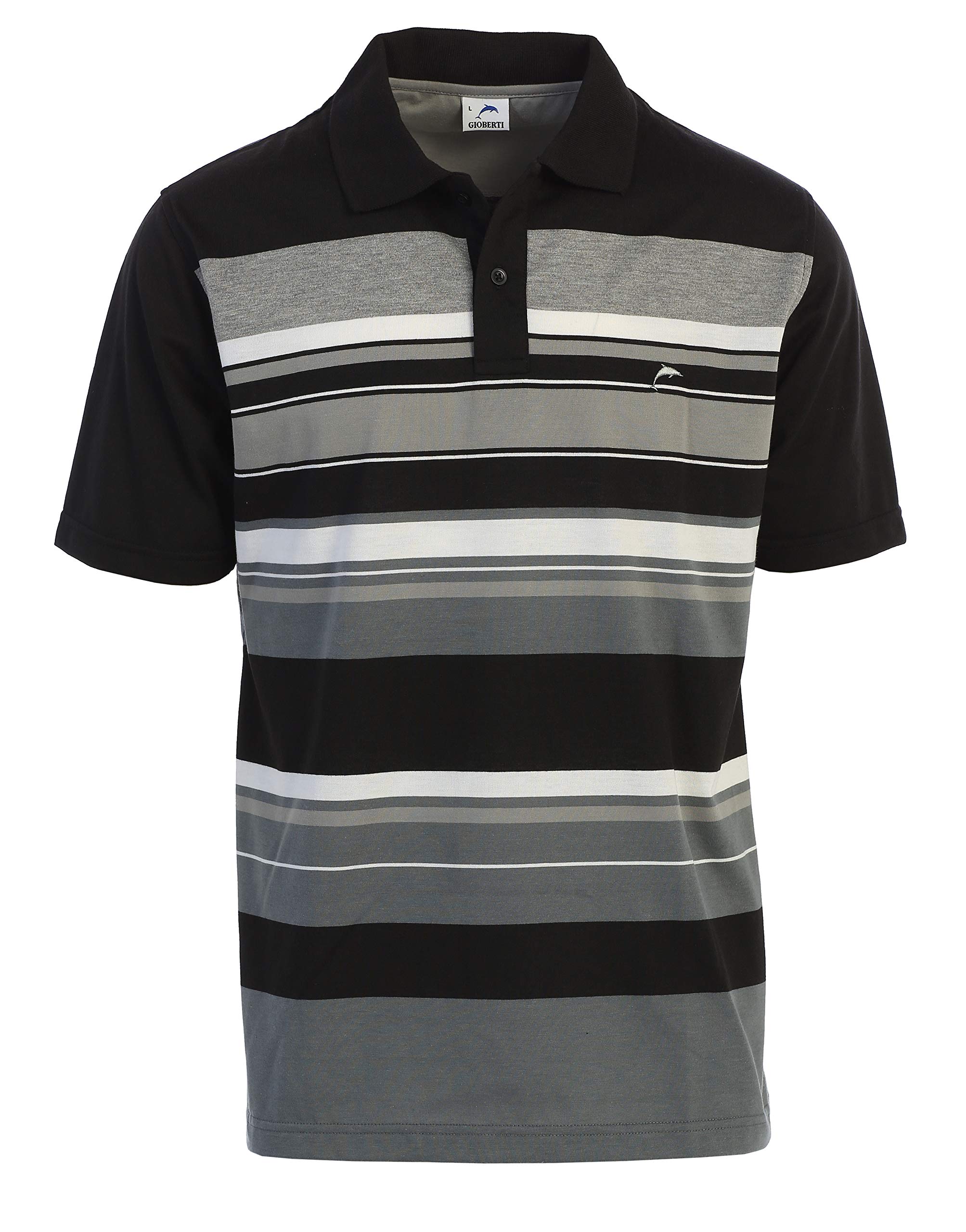 Gioberti Men's Striped Polo Shirt - Short Sleeve Yarn-Dyed Cotton Casual Top for Business & Golf | Perfect for Office, Weekend Outings & Summer Wear