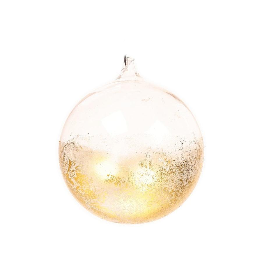 JLINE Christmas Glass Ornament Ball Set - 4 Pack 11cm Shiny Gold Transparent Holiday Tree Decorations for Xmas Party & Home Decor