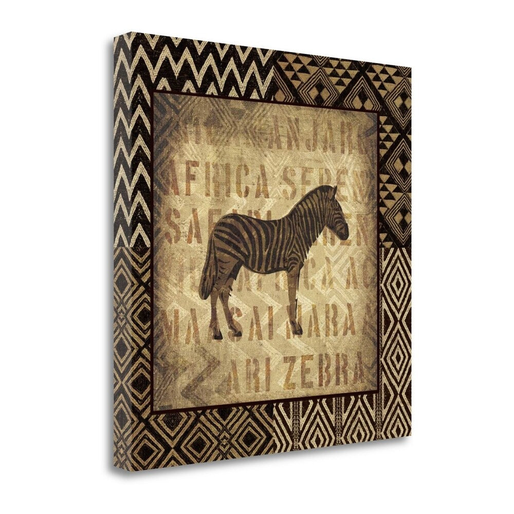 African Wild Zebra Border Canvas Art by Wild Apple Portfolio - Gallery Wrap Wall Decor for Living Room, Bedroom & Office