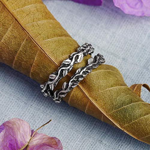 Set of 2 Vita + Band Engagement Rings - Custom Made Chrysolite & Tourmaline Wedding Ring Set, Twig Design Stackable Rings for Women | Perfect for Proposals, Anniversaries & Everyday Wear