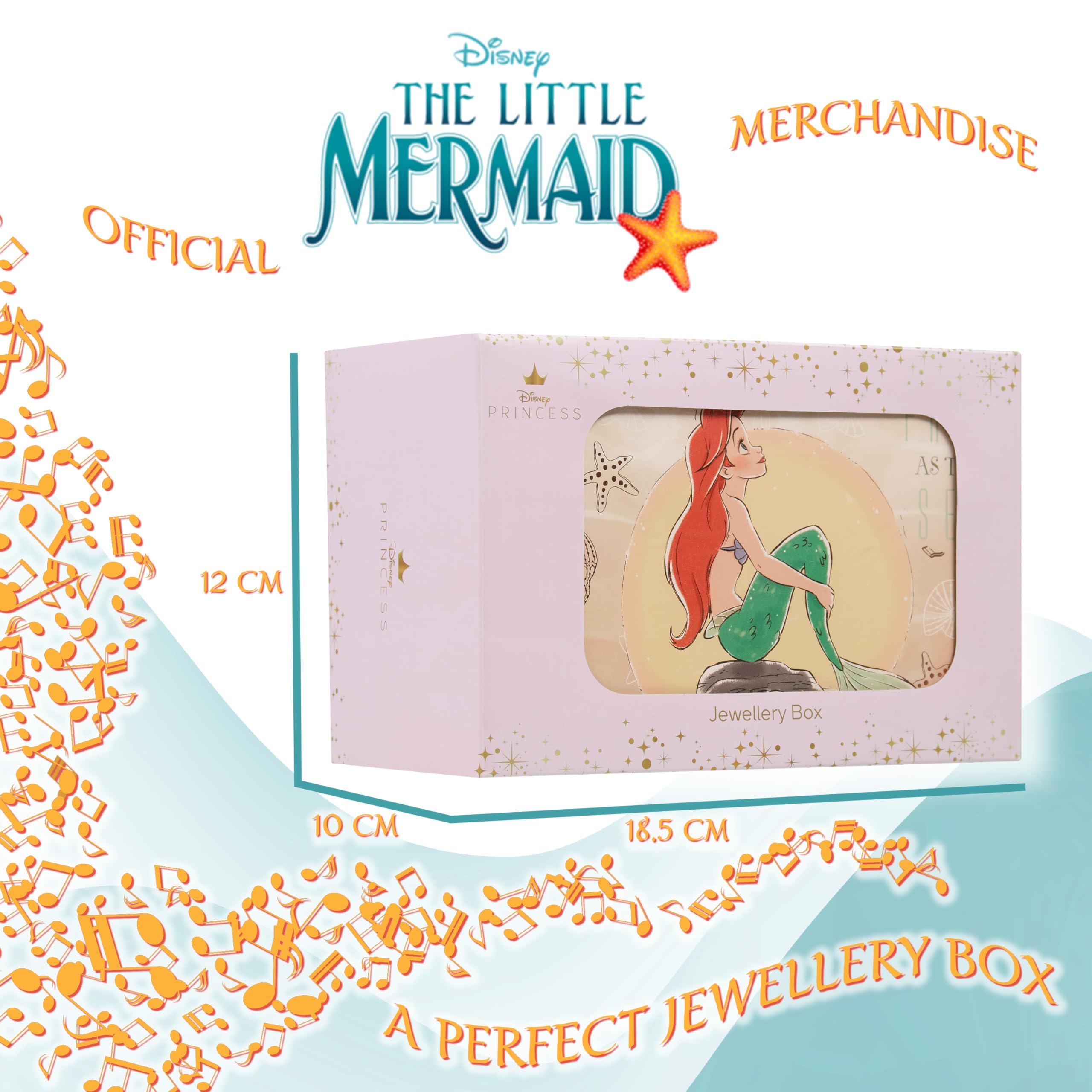 Disney Encanto Musical Jewelry Box for Girls - Princess Frozen Storage Box with Spinning Mirabel, The Little Mermaid Ariel & Elsa Music Box - Perfect Birthday Gift for Girls, Beige - Great for Bedroom Decor, Jewelry Organization & Disney Fan Collections