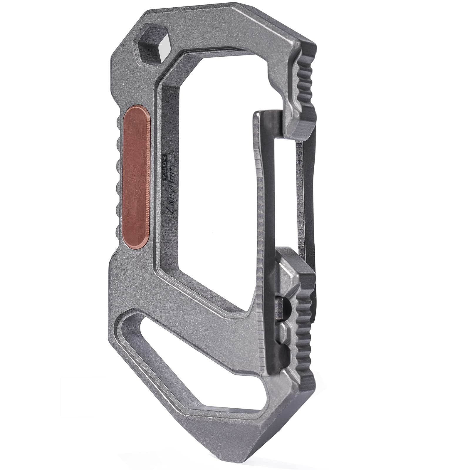 KeyUnity KU03 Titanium EDC 6-in-1 Multi-Tool with Quick Release Carabiner - Keychain Holder, Screwdriver Set, Bottle Opener, Pry Bar & Scraper - Perfect for Camping, Hiking, Survival & Everyday Carry (EDC)