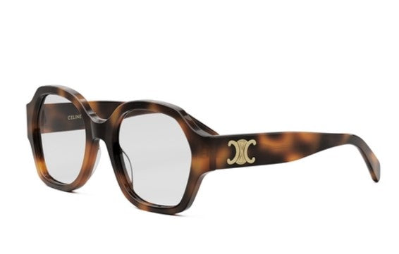Celine TRIOMPHE CL50134I 053 Shiny Havana Geometric Women's Eyeglasses - Fashionable Designer Glasses for Women, UV Protection, Lightweight Frame - Perfect for Work, Reading & Everyday Style