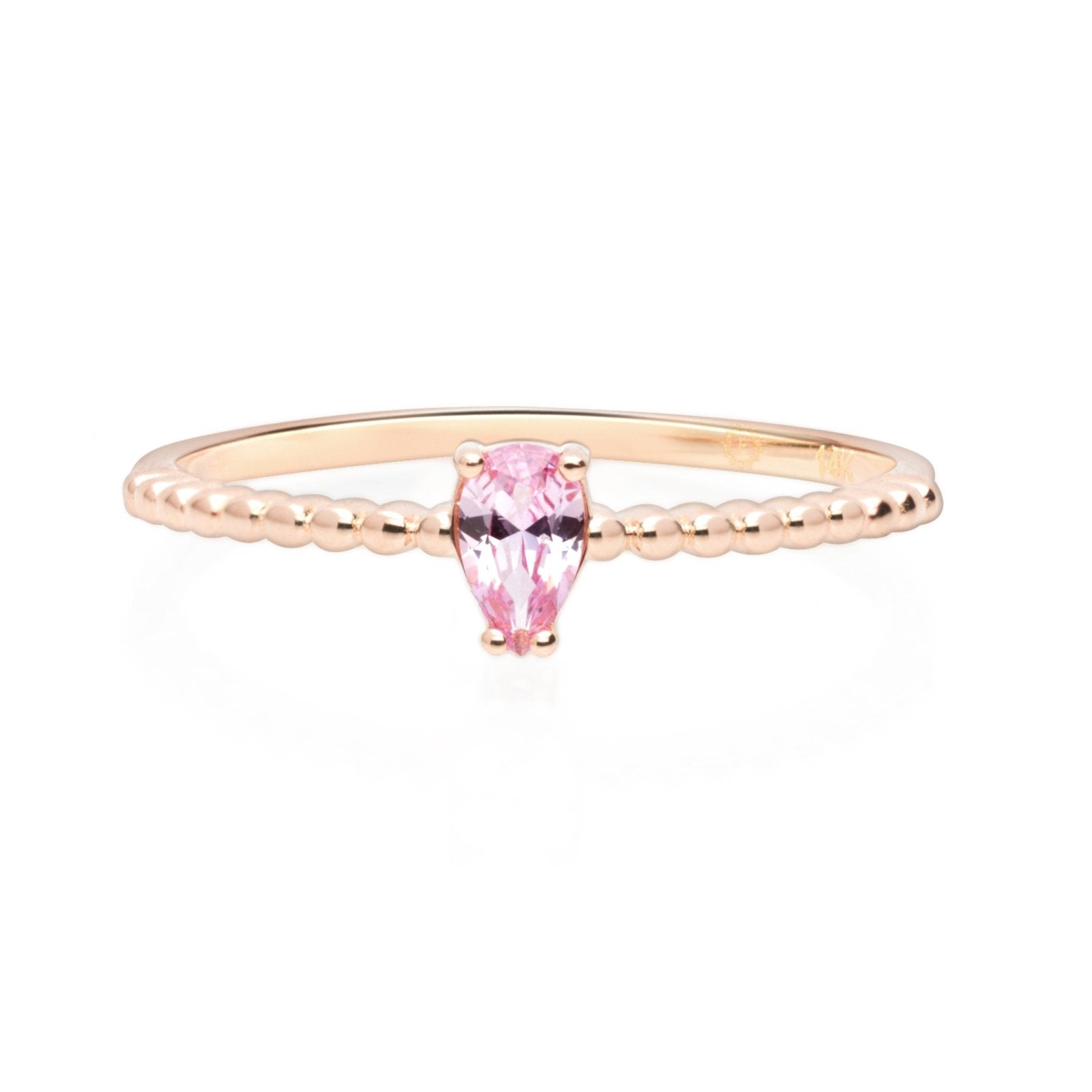 14K Yellow Gold Pink Topaz Pear Ring with Gemstone Accents - Perfect for Weddings, Anniversaries & Special Occasions