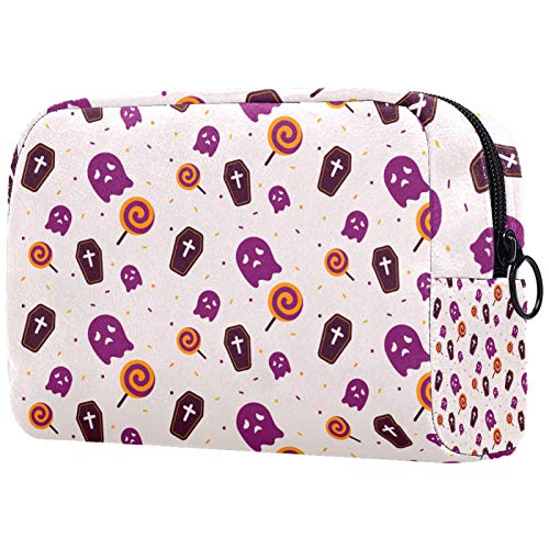 Halloween Coffin Ghost Pattern Cosmetic Bag for Women - Waterproof Travel Makeup Organizer & Toiletry Pouch | Perfect for Travel, Gym, and Daily Essentials Storage