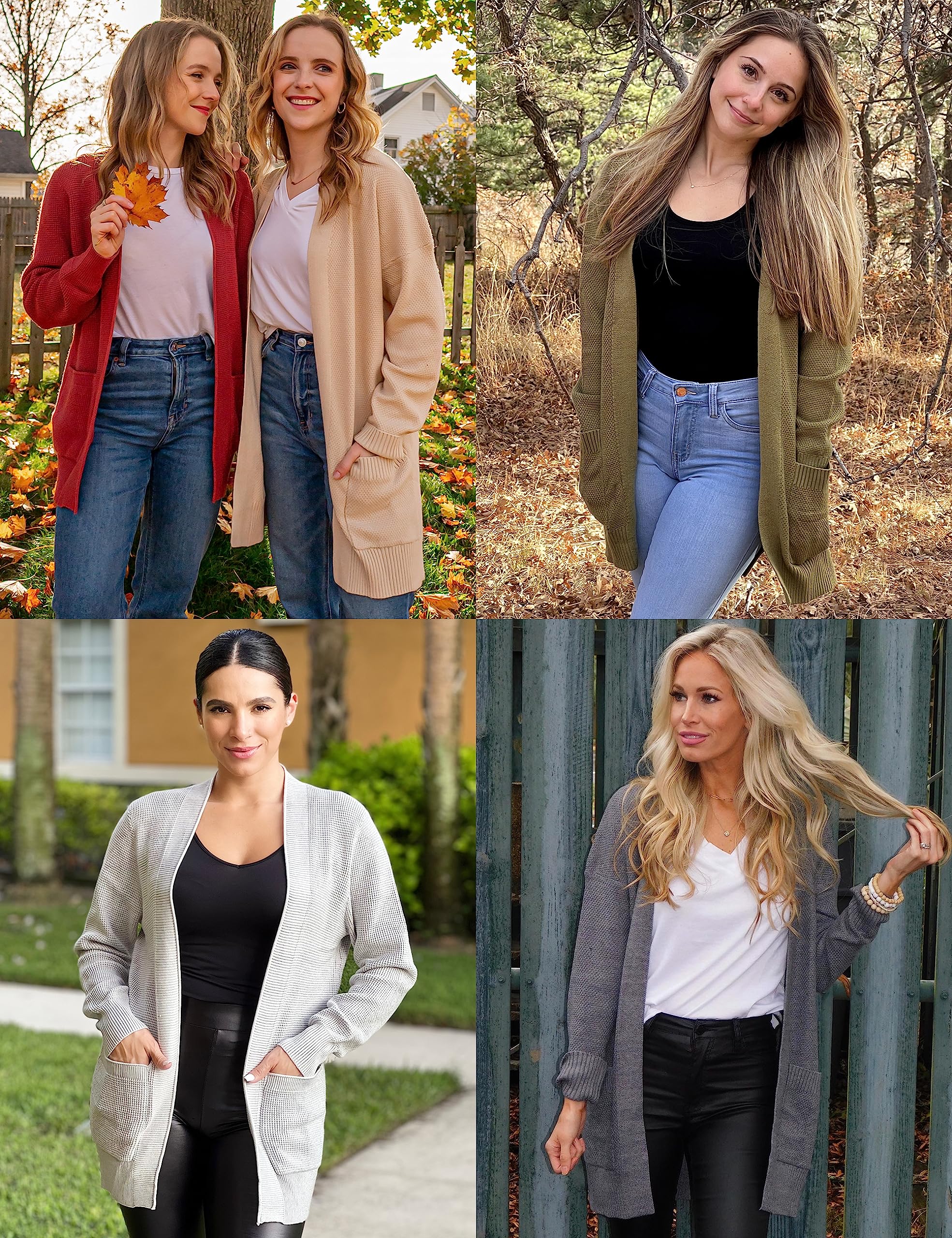 MEROKEETY Women's 2025 Long Sleeve Waffle Knit Cardigan - Open Front Cozy Sweater Coat with Pockets for Fall & Winter | Casual Outfits, Office Wear & Loungewear