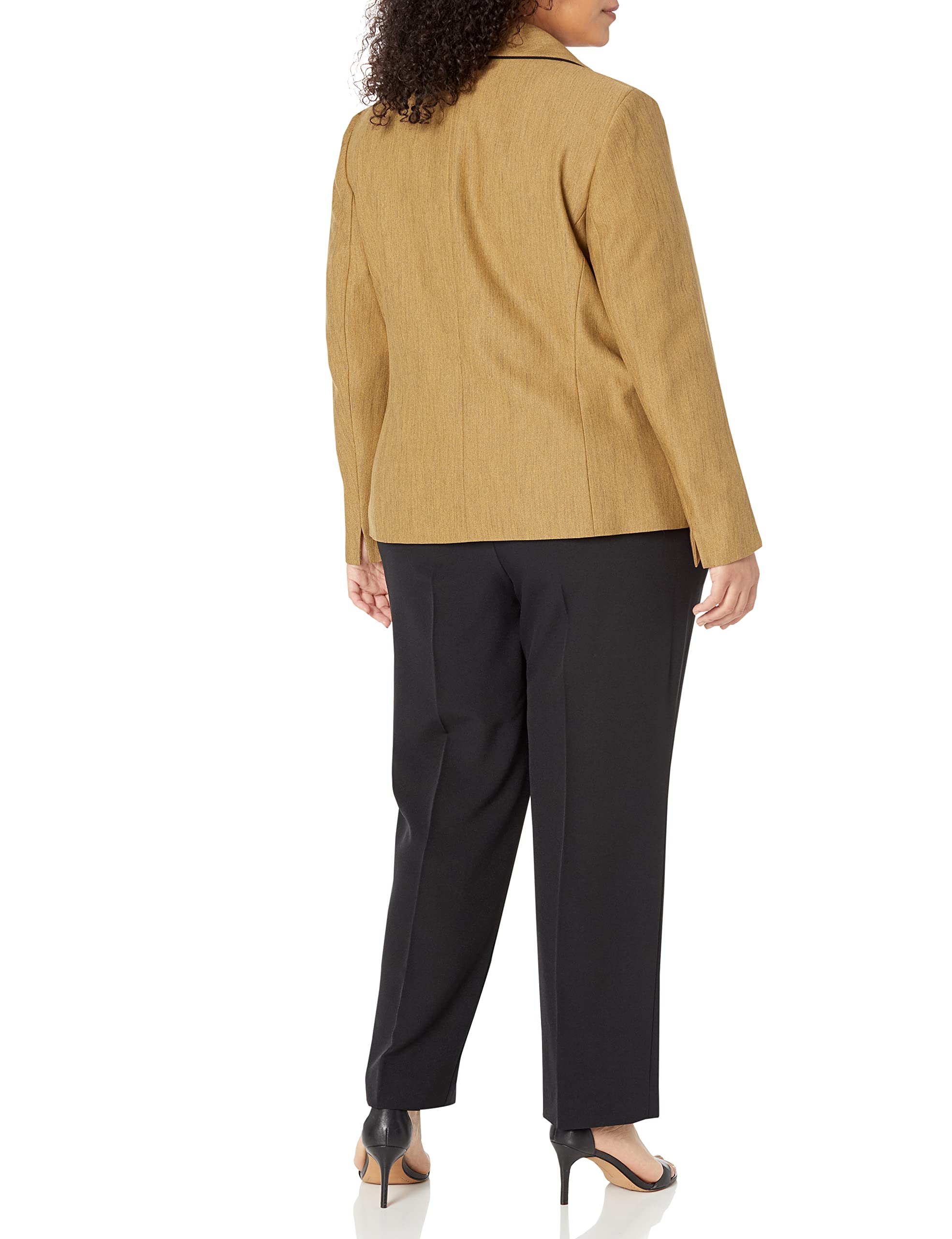 Le Suit Women's Plus Size Jacket & Pant Suit Set - Dijon & Black Colors | Professional Office Wear & Business Attire for Women