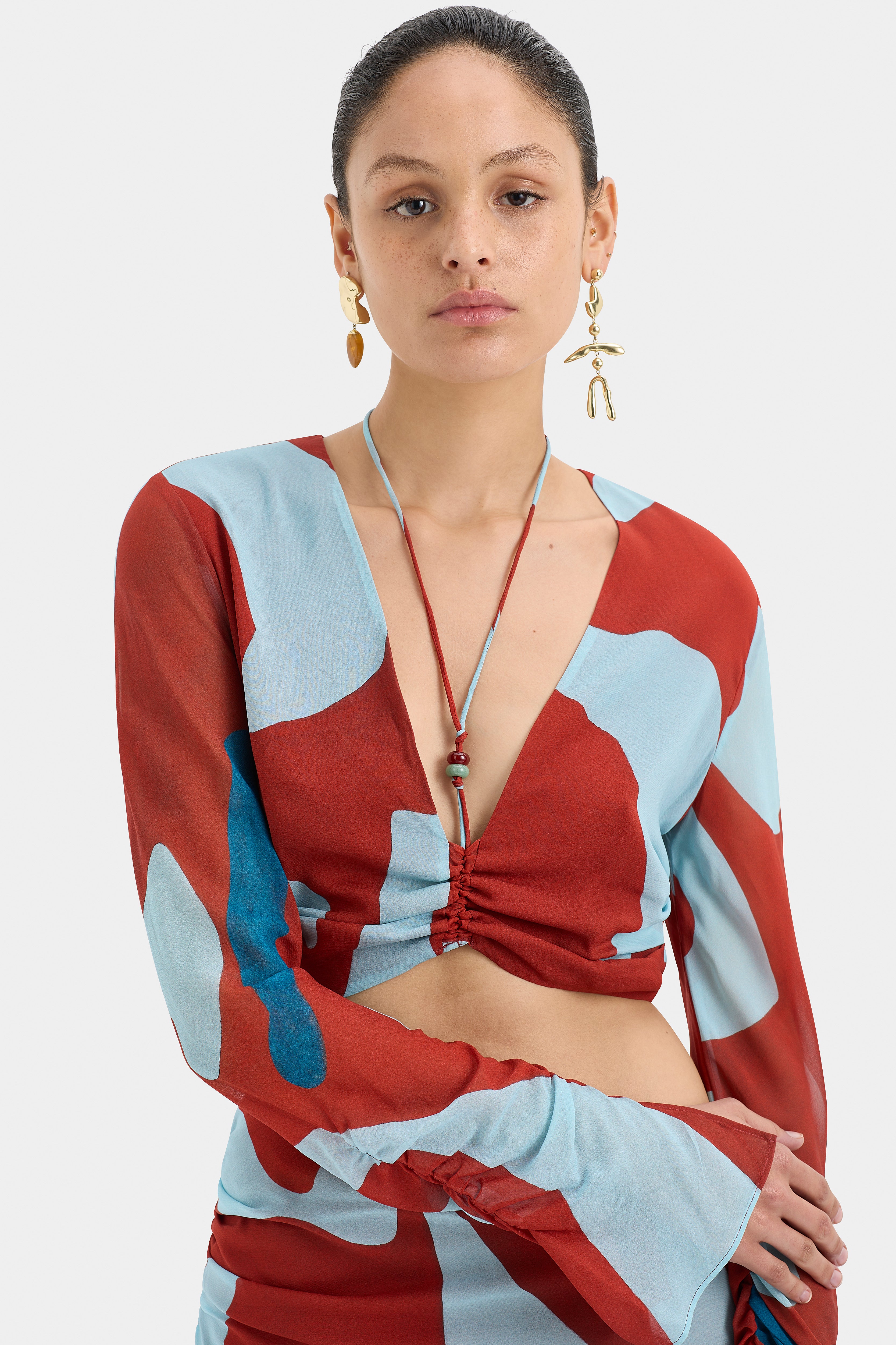 Frankie Gathered Sleeve Blouse for Women - Elegant Ruffled Tops for Casual & Office Wear | Perfect for Date Night, Work, and Special Occasions