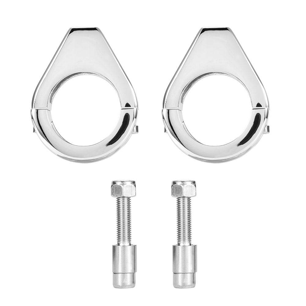 Motorcycle Turn Signal Bracket - 41mm Alloy Fork Clamps (Silver) for Custom Bikes