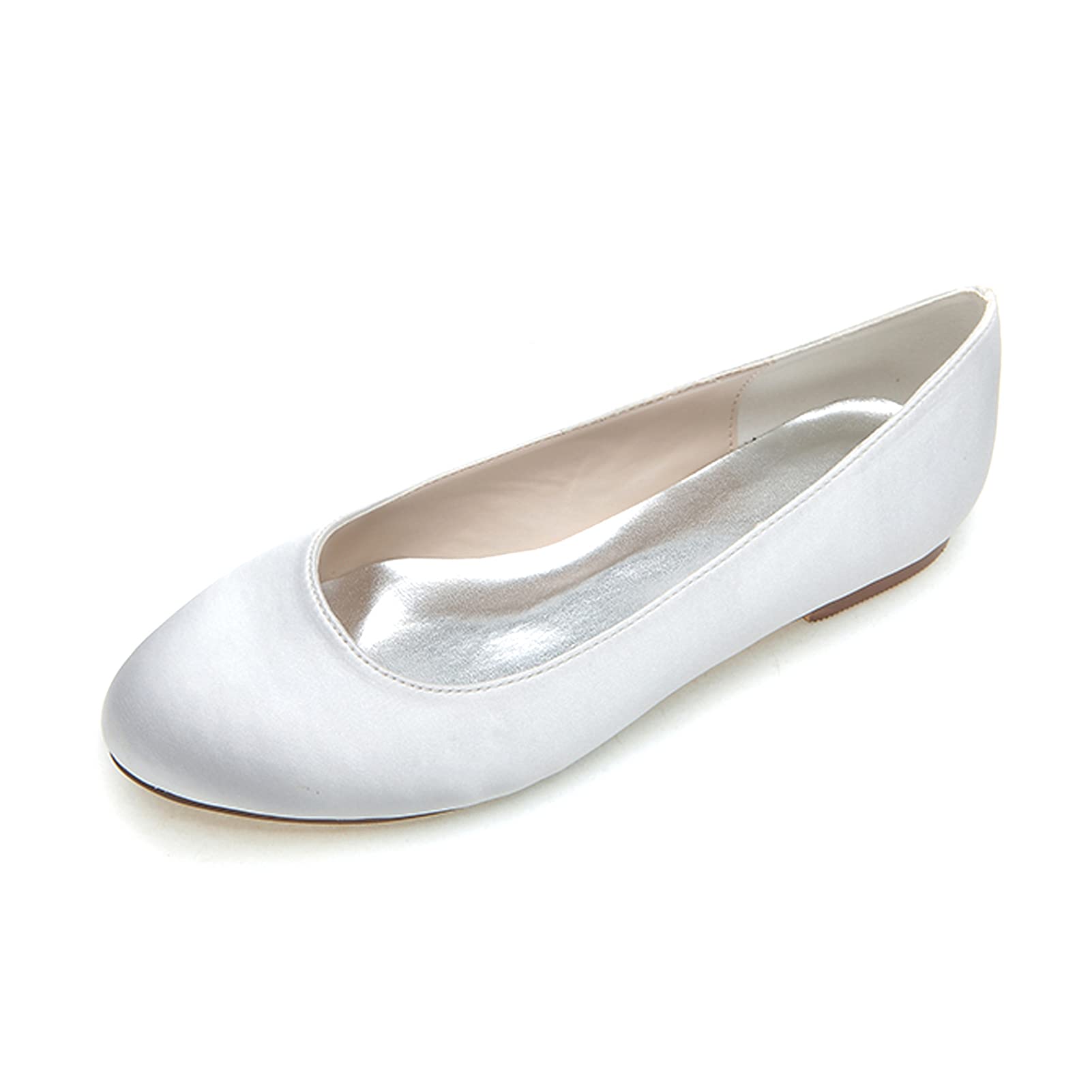 KSTORE Women's Comfortable Flat Wedding Shoes – Elegant Satin Bridesmaid & Evening Shoes for Parties, Closed Toe Low Heel Bridal Shoes – Perfect for Weddings, Proms & Formal Events