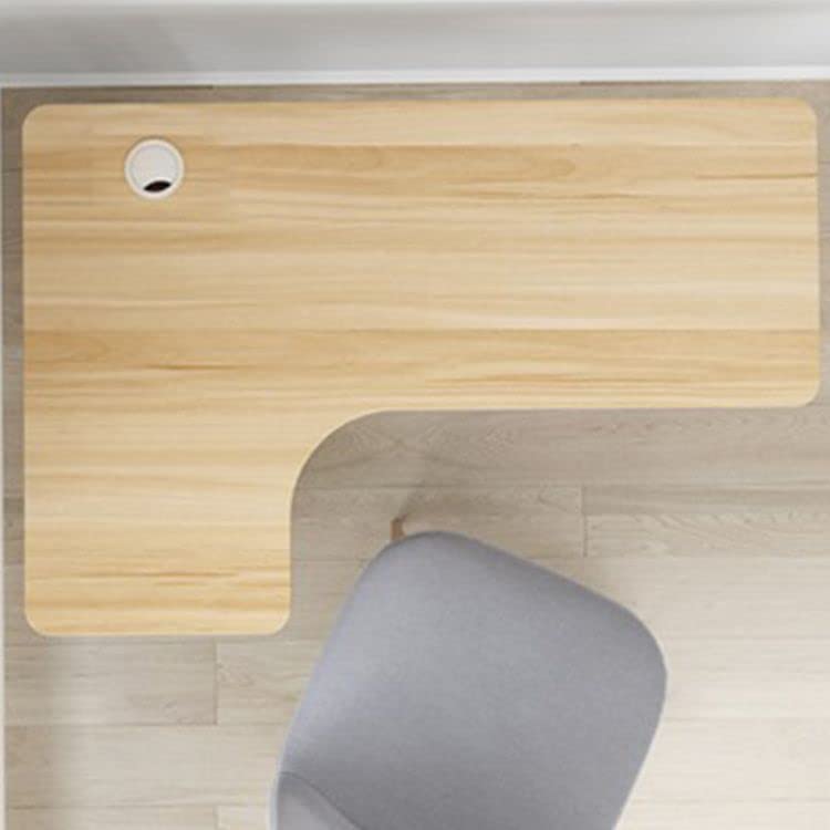 KWOKING 29.5 Inch Small L-Shaped Corner Desk - White Steel Legs Wooden Writing Study Desk with Simple Arc Design, Right-Angle Wall Fit (31.5