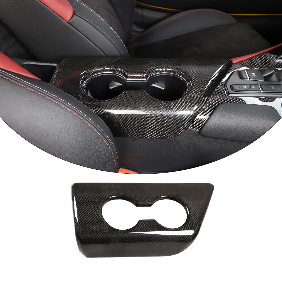 **Real Carbon Fiber Center Console Cover for Toyota Supra GR A90 A91 MK5 (2019-2024) - Armrest Box & Cup Holder Trim - Black Carbon Fiber - Upgrade Interior Styling & Protection**    *(Perfect for enhancing luxury feel, protecting from scratches, and adding sporty style to your Toyota Supra GR interior.)*