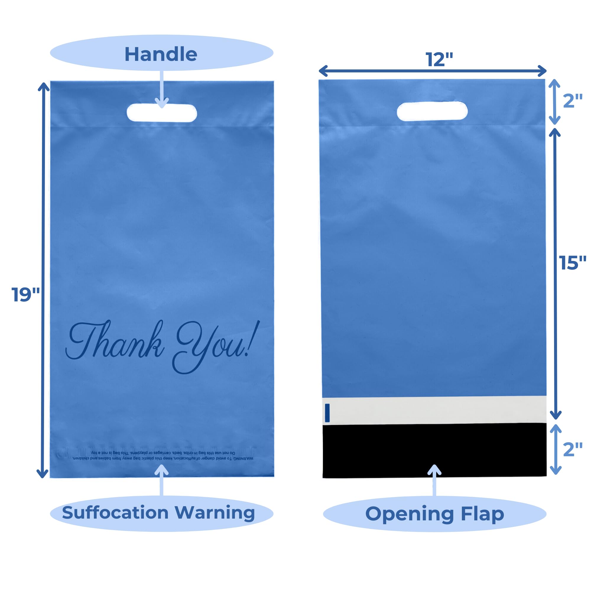 12x15 Inch Blue Poly Mailers for Clothing - 50 Pack Self Seal Shipping Bags | Durable Packaging for Small Business & Ecommerce | Perfect for Apparel, Accessories & Online Store Shipments
