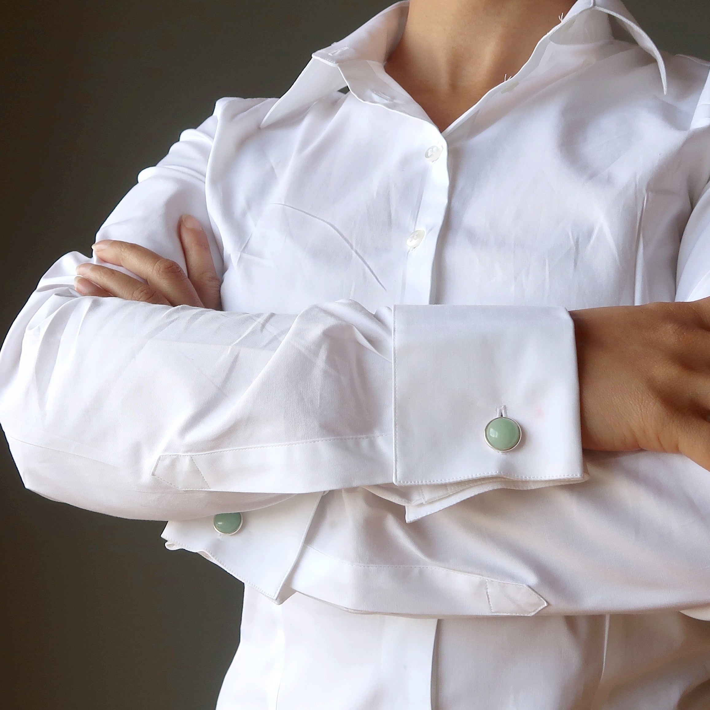 Green Aventurine Cufflinks for Men - Sterling Silver Dress Accessories for Business & Formal Occasions - Elegant Office & Wedding Gift Idea