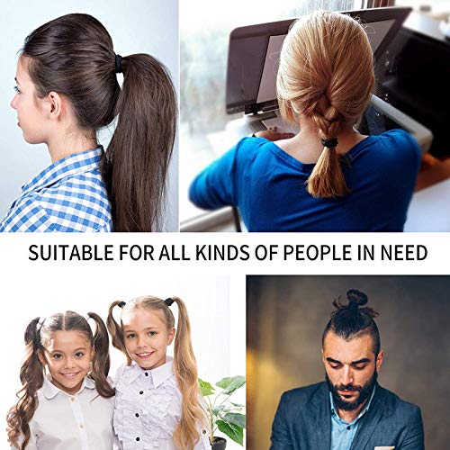 FAMEZA 100 Pack Black No Metal Elastic Hair Ties - Soft Ponytail Holders for Women, Men & Girls - Thick Heavy & Curly Hair Friendly (4mm) - Perfect for Workouts, Office & Everyday Styling