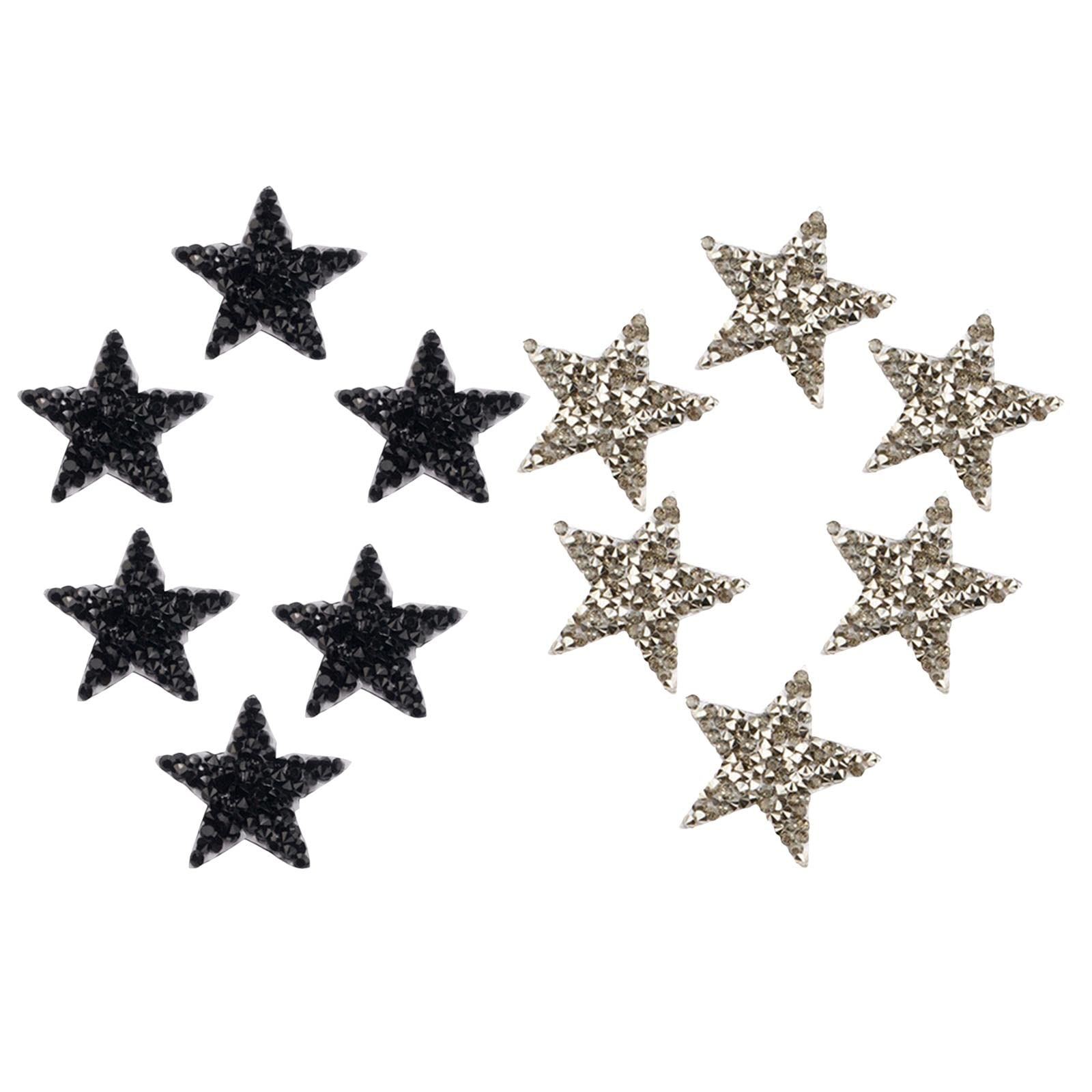 12PCS Rhinestone Star Patches for Clothing - Iron-On Appliques for DIY Fashion & Garment Repair - Perfect for Jeans, Jackets, Bags & Costume Design
