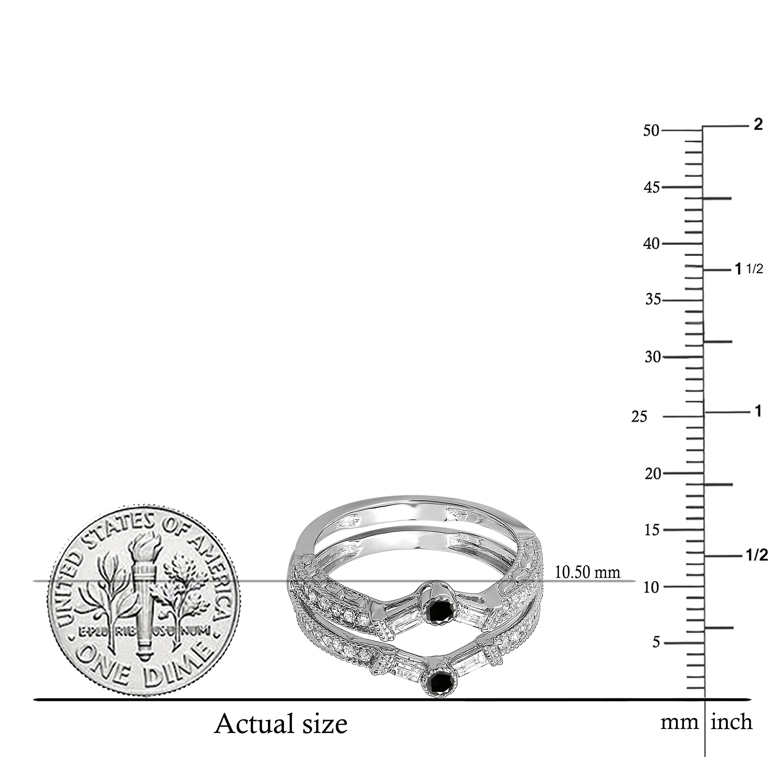 Dazzlingrock 0.55 Carat 18K White & Black Diamond Women's Anniversary Ring Enhancer Guard Band in Solid White Gold - Perfect for Wedding, Engagement & Special Occasion Gifts