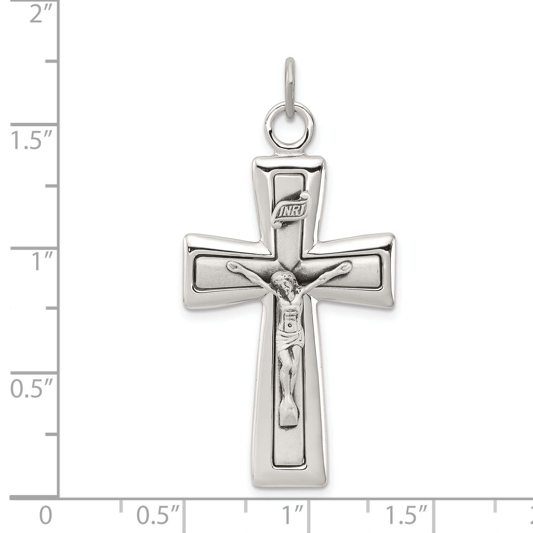 INRI Crucifix Sterling Silver Pendant Charm - Religious Jewelry for Necklaces & Bracelets - Perfect for Gifts, Baptisms, and Daily Wear