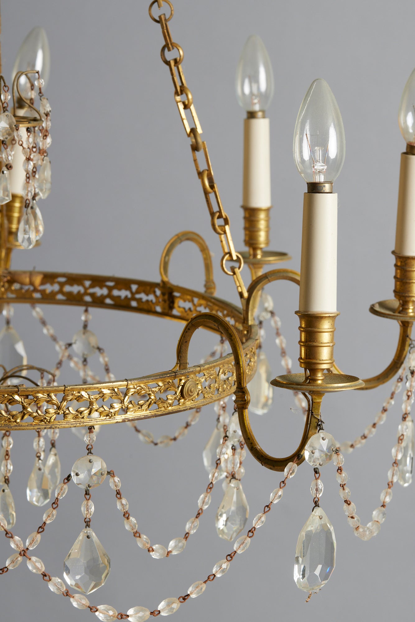 19th Century Baltic Gilt & Crystal Neo Classical Rewired Chandelier - Antique Lighting Fixture for Dining Room, Ballroom & Luxury Home Decor