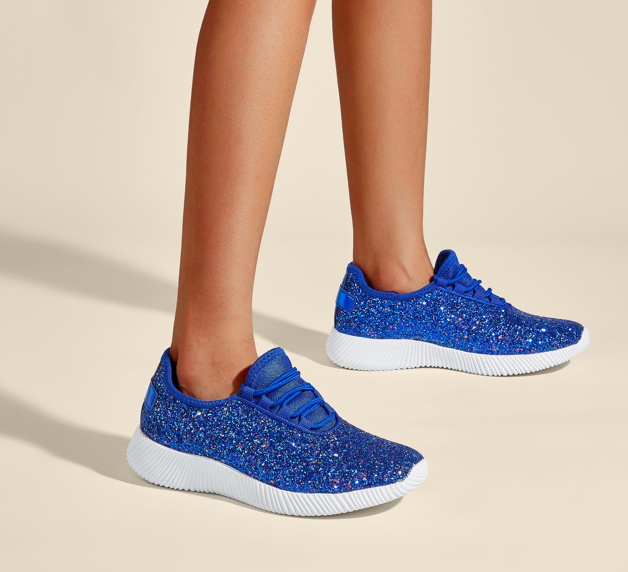 K KIP WOK Women's Fashion Glitter Sneakers - Slip On Running Shoes, Lightweight Tennis Walking Shoes for Women | Perfect for Gym, Workout, Casual Wear & Daily Activities