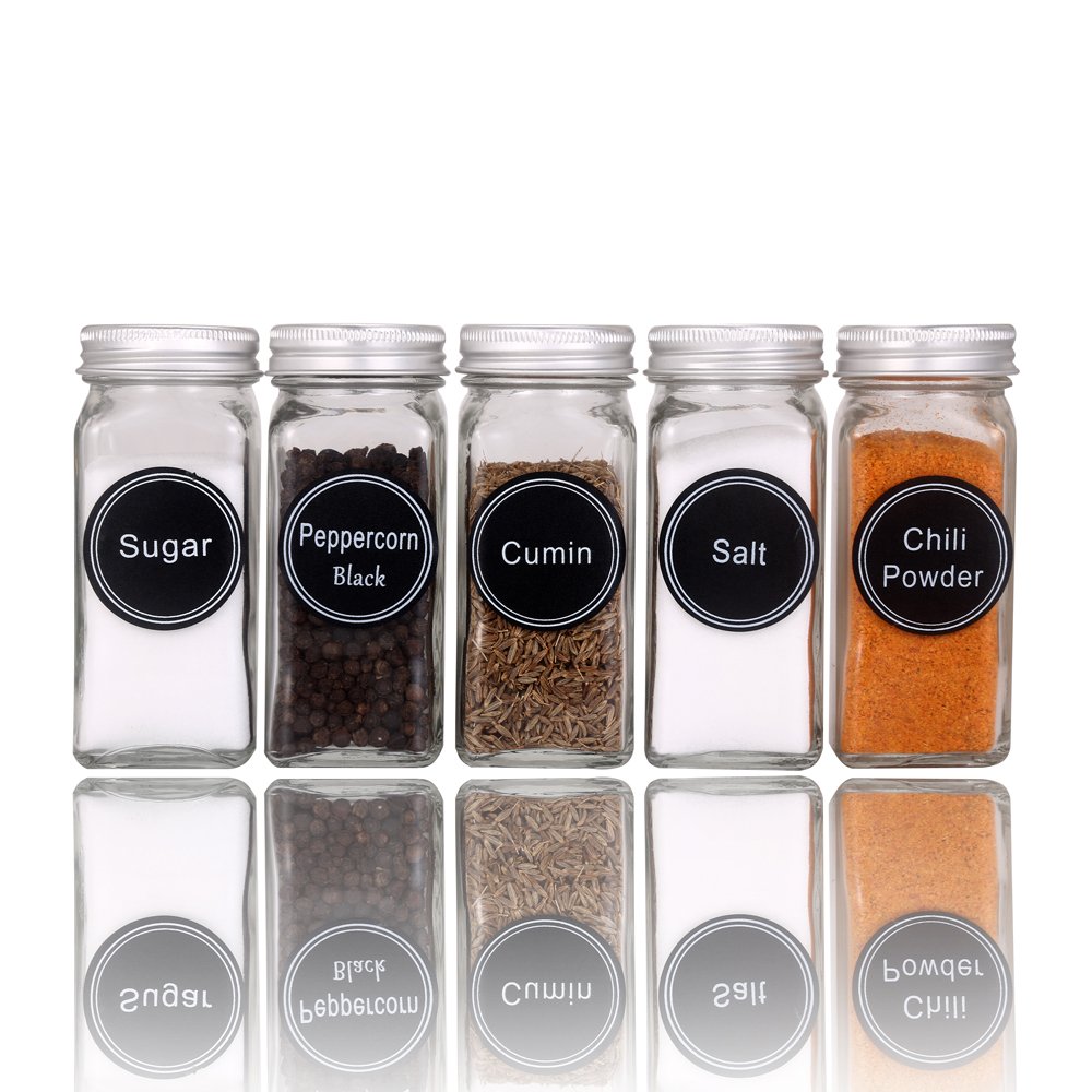 SWOMMOLY 771 Printed Spice Jar Labels with Extra Write-on Labels - Pantry Organization Stickers & Chalk Marker Pen Set for Kitchen, Spice Rack & Pantry - Includes Chalkboard & Transparent Labels for Home & Restaurant Use
