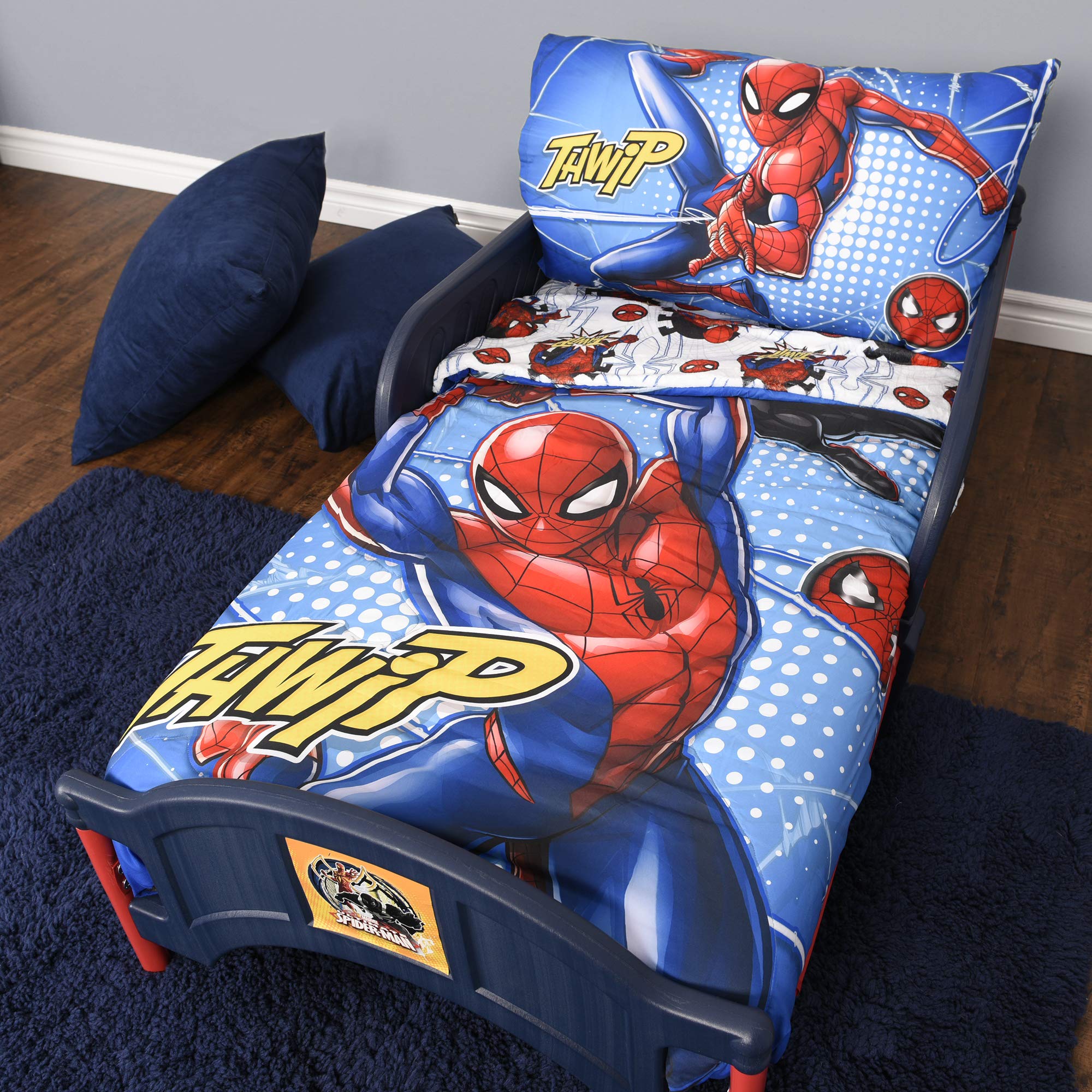 Delta Children Plastic Toddler Bed with Marvel Spider-Man Design - Safe & Durable Kids Bed for Boys & Girls | Perfect for Nursery, Bedroom or Playroom