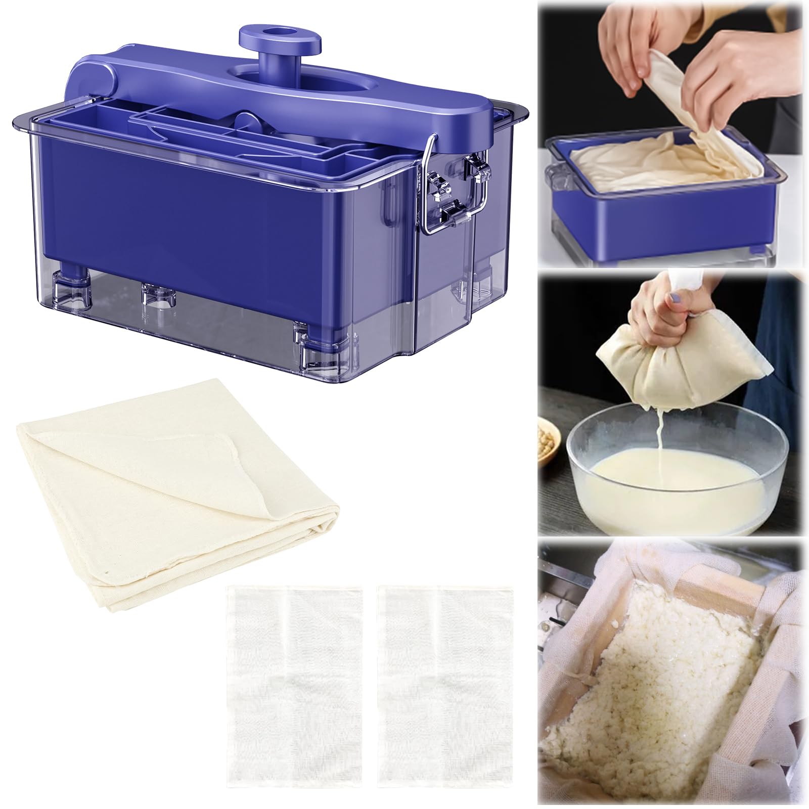 Premium Tofu Press for Vegan Cooking - Adjustable 2-Level Pressure Tofu Maker with Water Drainer | BPA-Free, Dishwasher Safe | Perfect for Firm & Extra Firm Tofu | Ideal for Meal Prep, Vegan Recipes & Asian Cuisine