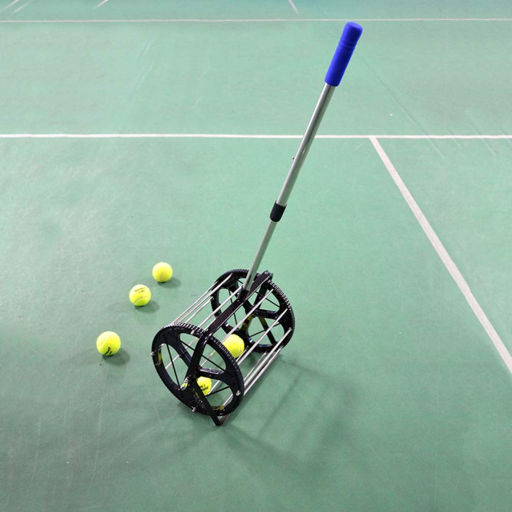 Adjustable Tennis Ball Collector with Handle - 55 Tennis Ball Capacity - Portable Sports Training Equipment for Schools, Gyms, and Tennis Practice