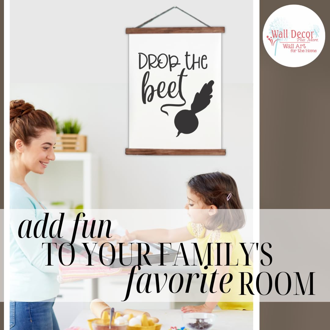 Drop The Beet Hanging Canvas Art - Ready to Hang Kitchen Wall Decor - Black 19x24-Inch Scroll Art Prints - Perfect for Kitchen Signs, Wall Décor, and Home Decoration