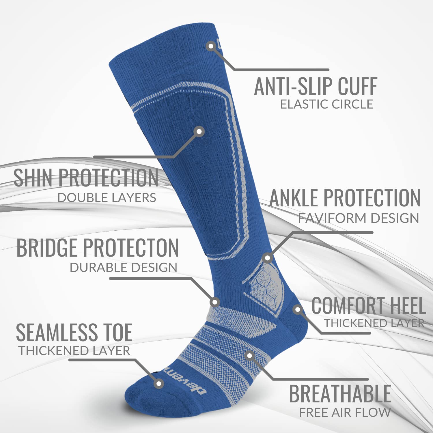 Premium Merino Wool Ski Socks for Men & Women - Thermal Winter Snowboard Socks with Moisture Wicking & Cushioning - Ideal for Skiing, Snowboarding & Cold Weather Outdoor Activities
