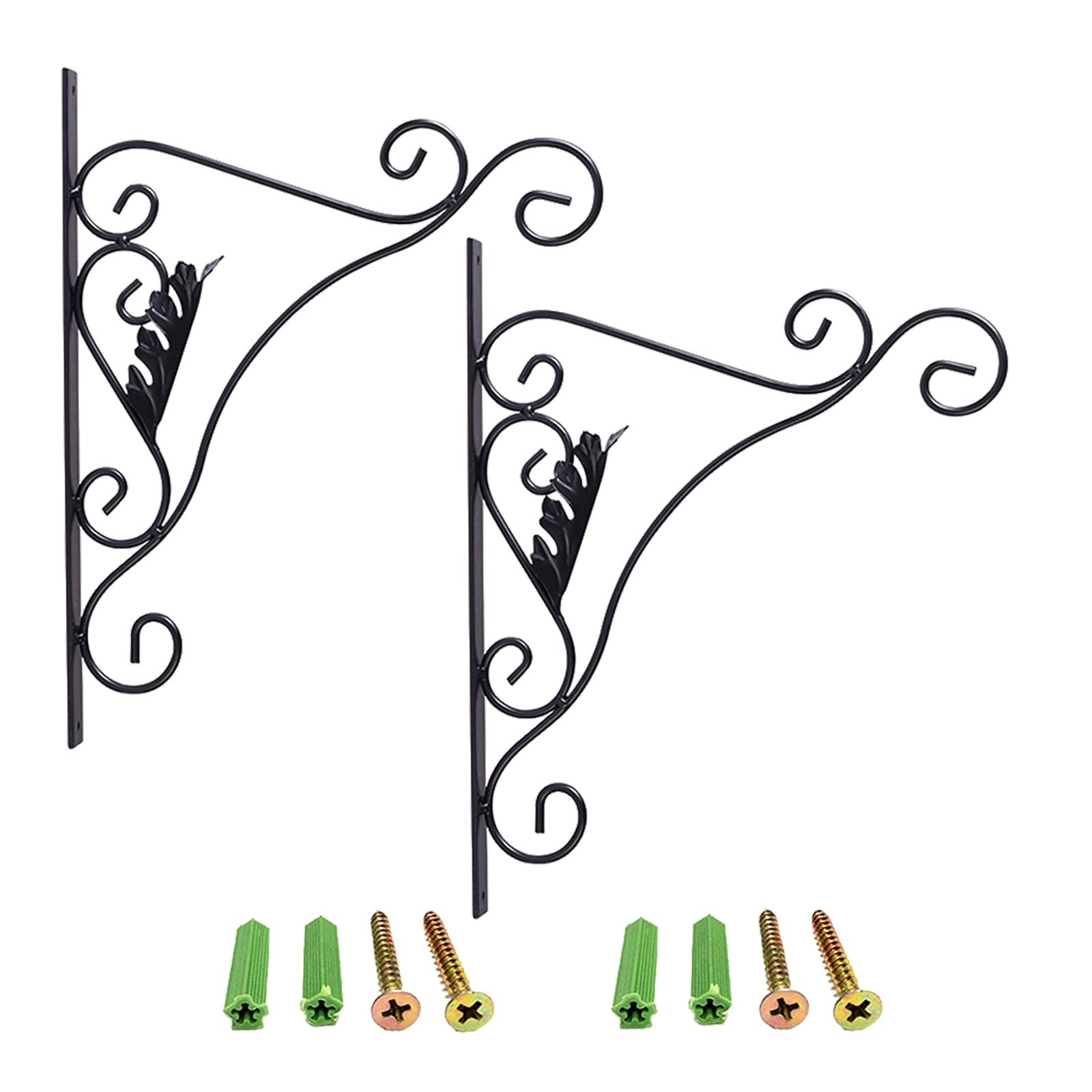 DRYEN 2 Pack Wall Hooks for Hanging Plants - 20 Inch Heavy Duty Iron Hangers for Flower Baskets, Bird Feeders & Planters - Rustproof Wall Mount Brackets for Indoor/Outdoor Use (Perfect for Gardens, Balconies & Patios)