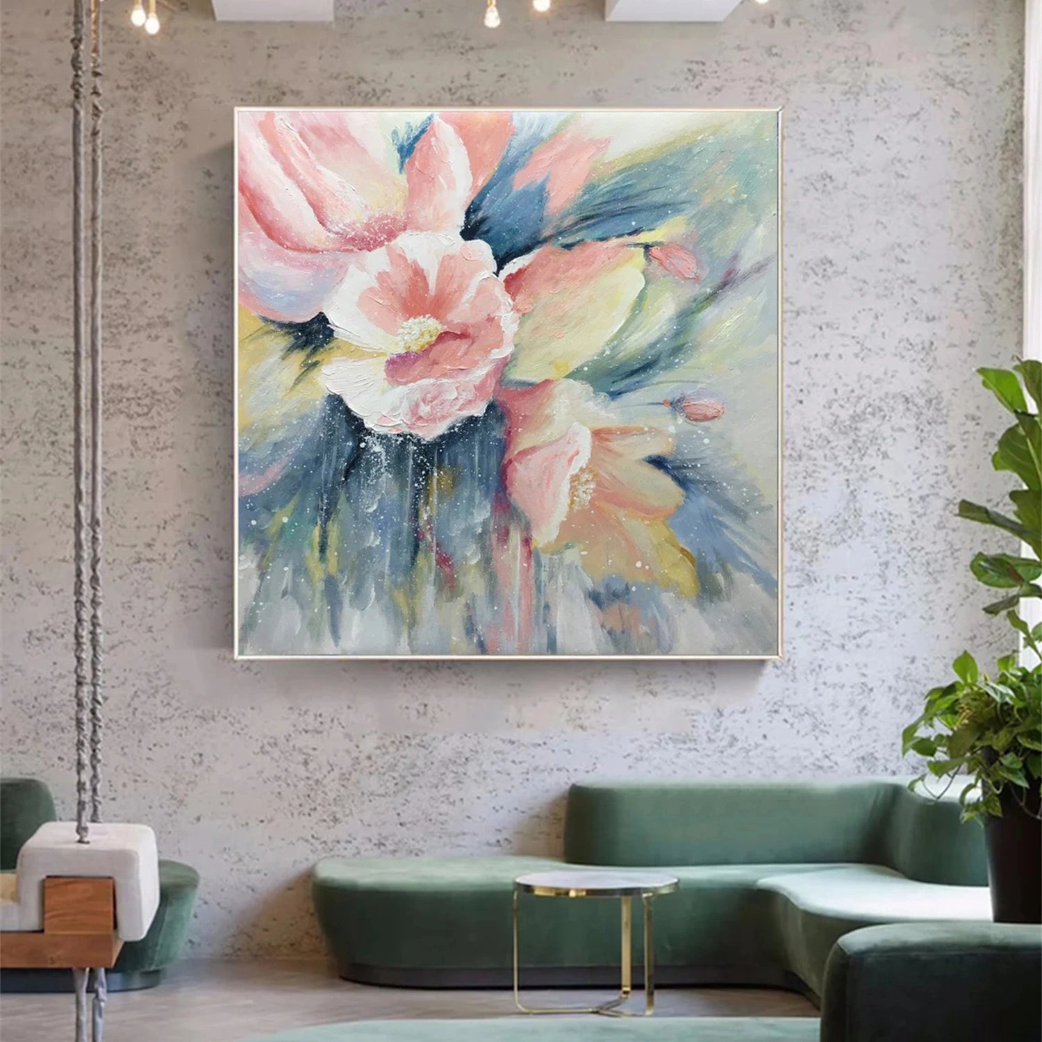 Beautiful Flower and Tree Painting #FT136 - Handmade Canvas Art for Home Decor, Living Room, Bedroom & Office Wall