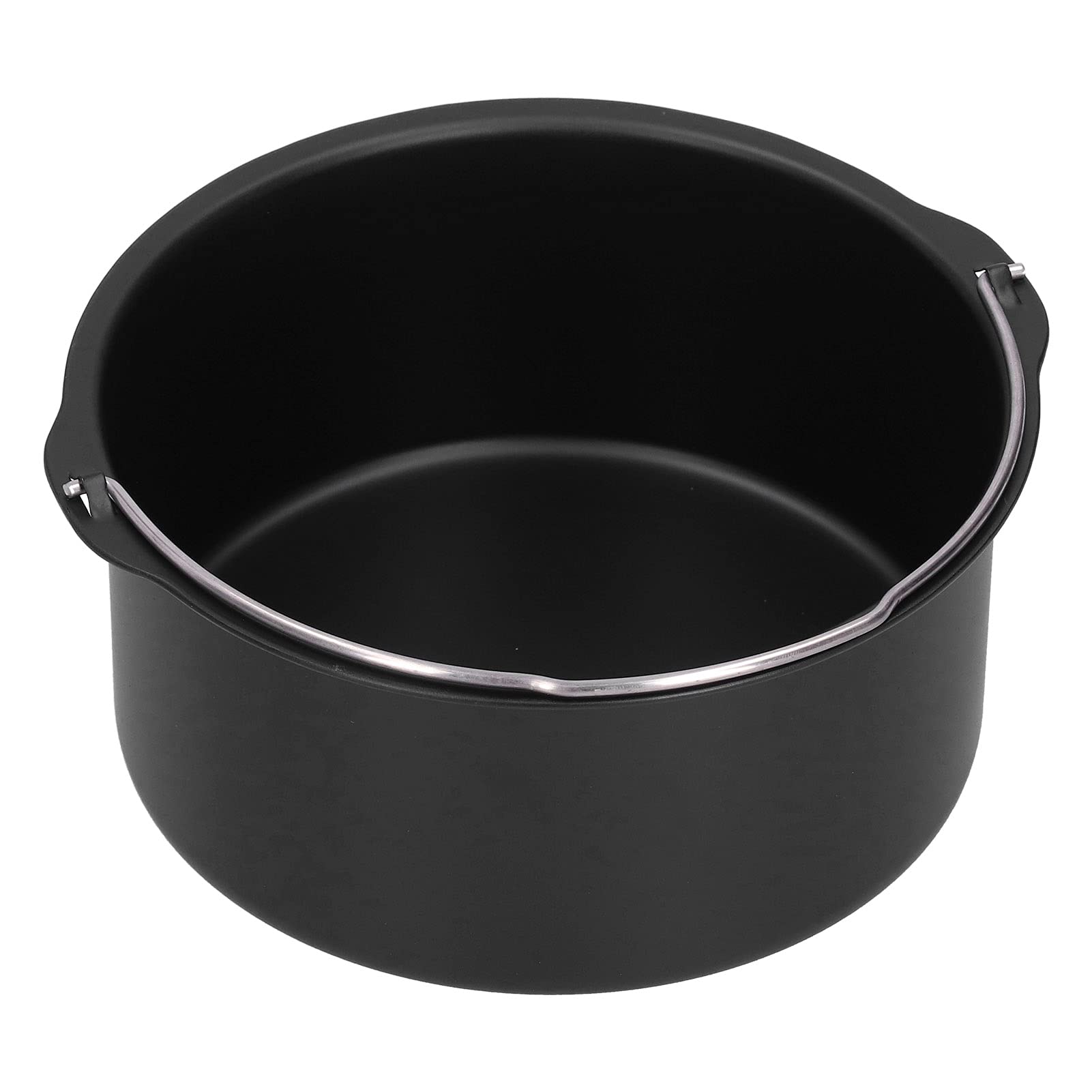 Nonstick 6-Inch Round Cake Barrel Baking Pan with Handle - Perfect for Bread, Muffins & Air Fryer Accessories | Ideal for Home Baking, Party Desserts & Deep Fryer Cooking
