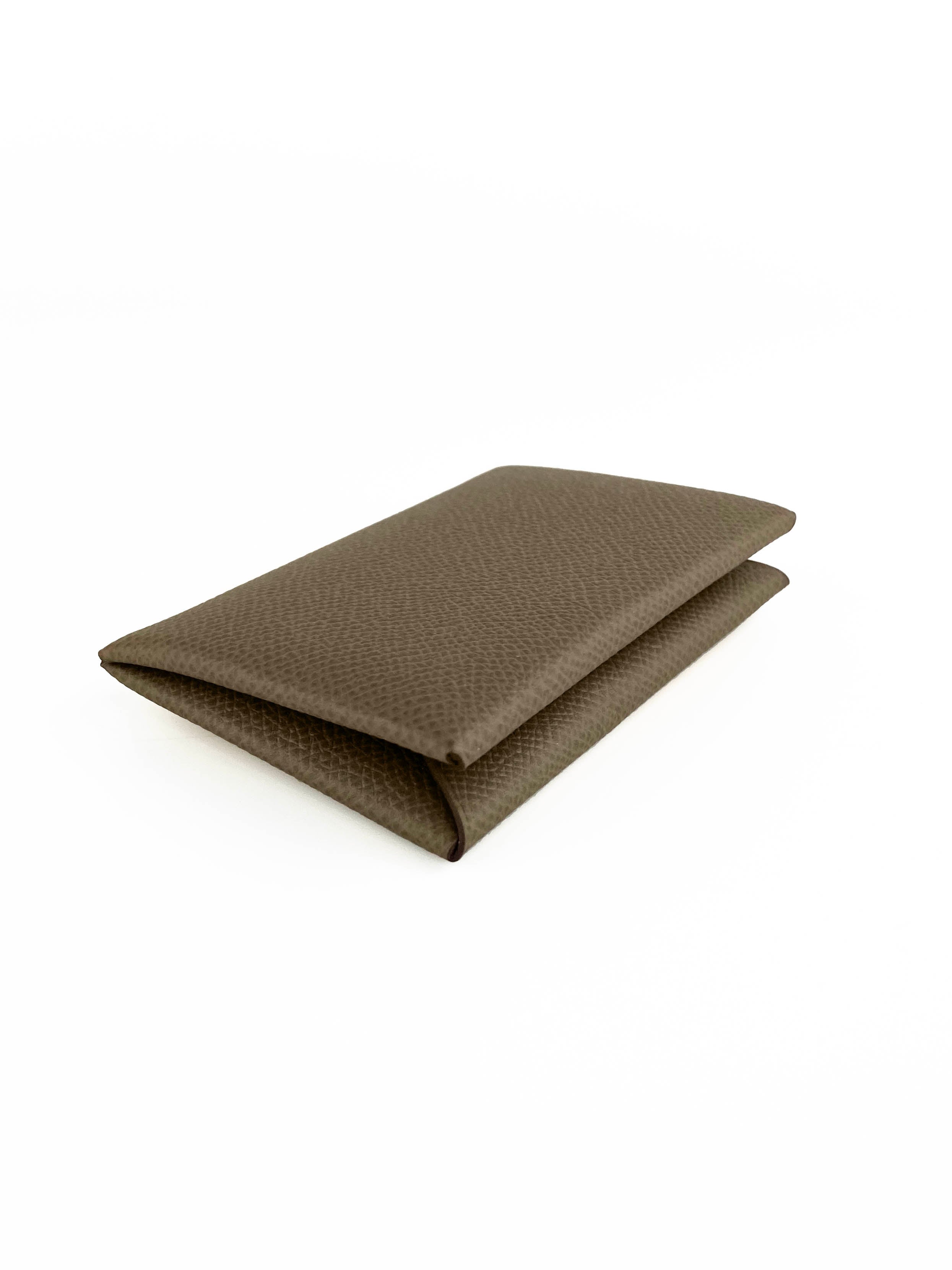 Hermes Etoupe Calvi Card Holder - Premium Leather Wallet for Men & Women | Slim RFID Blocking Credit Card Holder | Perfect for Travel, Business & Everyday Use