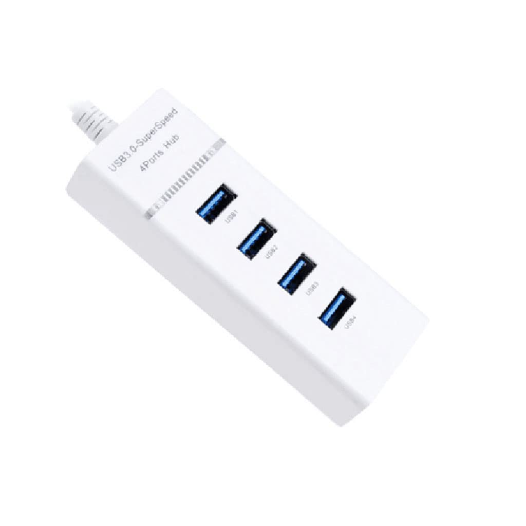 高速USB 3.0/2.0四合一集线器带LED灯，适用于笔记本电脑、PC电脑的多端口USB分线器，提升办公与娱乐效率