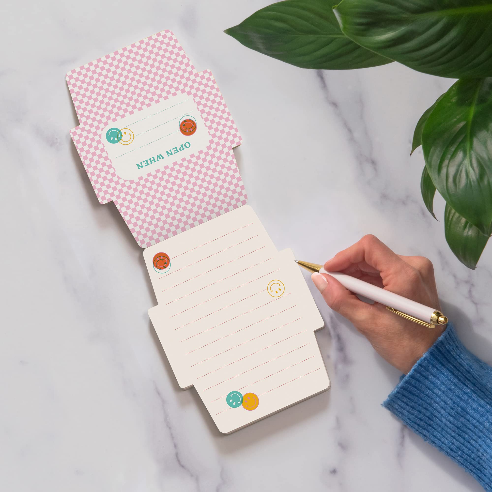Cute Mini Memo Pad with Stickers - 48 Sheets for Notes & To-Do Lists - Happy Vibes Stationery for Office & School