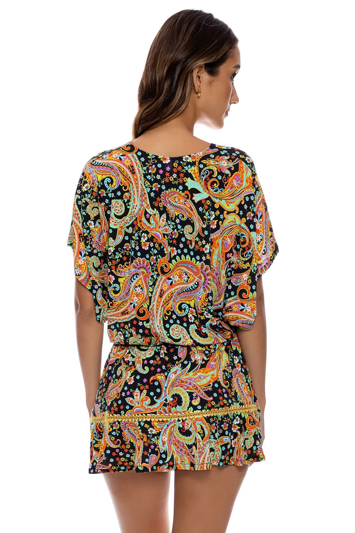 Luli Fama Women's Luli Gypsy Playera Ruffle Dress - Boho Chic Summer Dress for Beach, Vacation & Date Nights