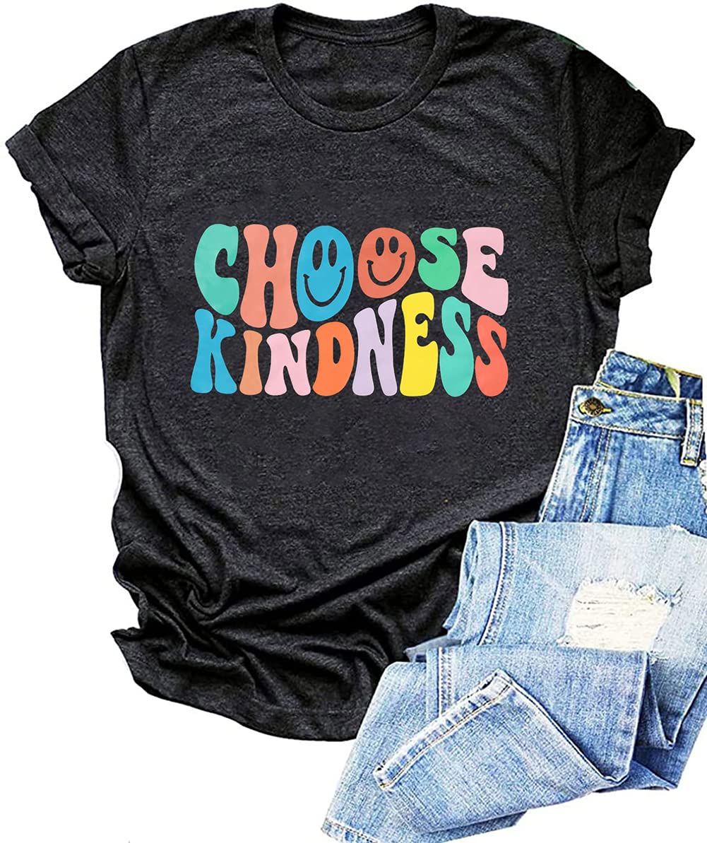 Kindness T-Shirt for Women - Inspirational Teacher Shirt with Cute Graphic Design, Blessed Short Sleeve Tee Top | Perfect for Teacher Appreciation, Classroom Wear & Casual Outfits