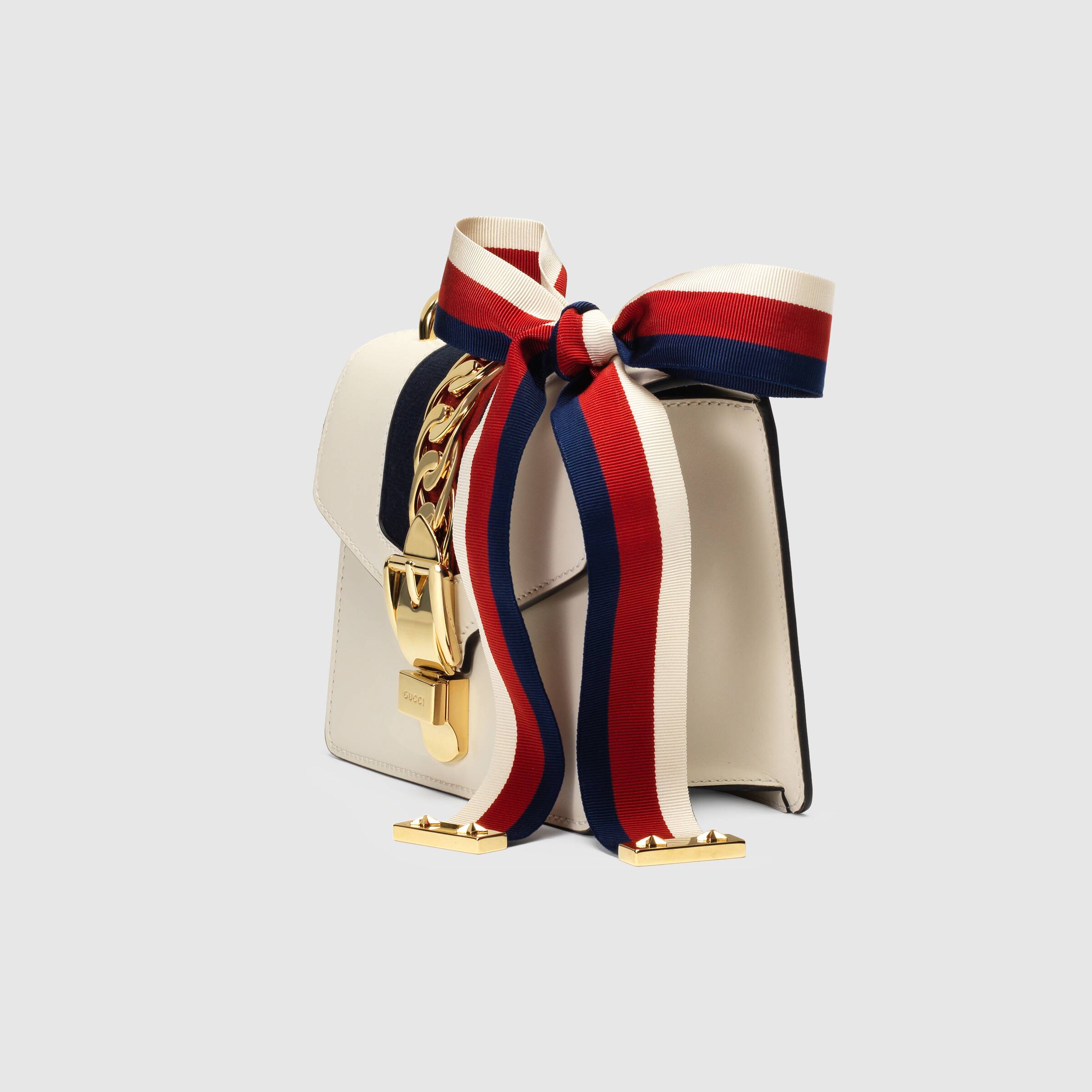 Gucci Sylvie Leather Mini Chain Bag for Women - White Luxury Crossbody Purse | Perfect for Parties, Dates & Evening Events
