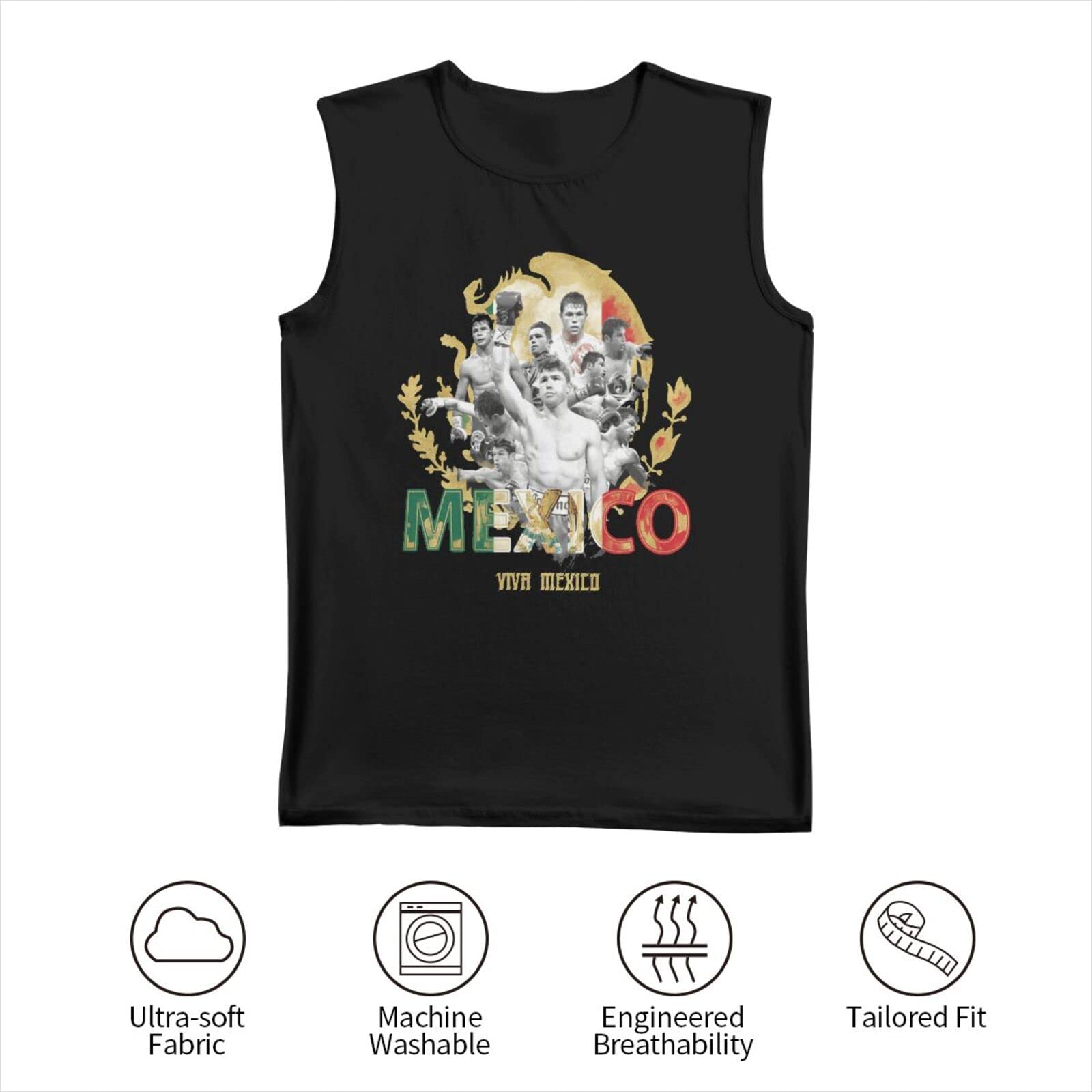 Canelo Alvarez 3D Printed Muscle Tank Tops - Men's Sleeveless Hawaiian Gym Shirts for Workout & Summer - Cool Cotton Undershirt Tees - Medium Black - Perfect for Beach, Gym & Casual Wear