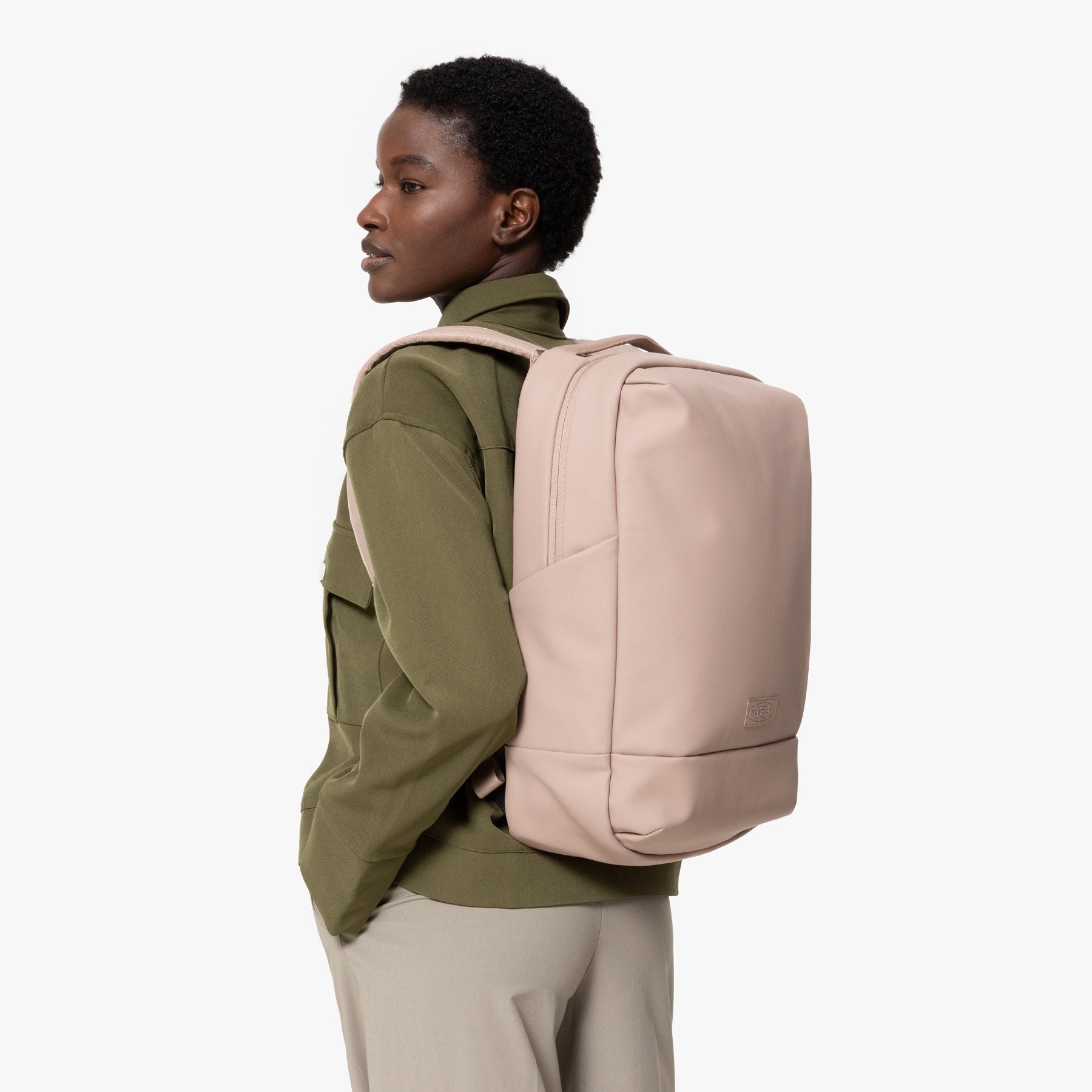 Eastpak Tecum F CNNCT F Backpack - Matte Sand Color, Durable & Stylish for School, Travel & Everyday Use