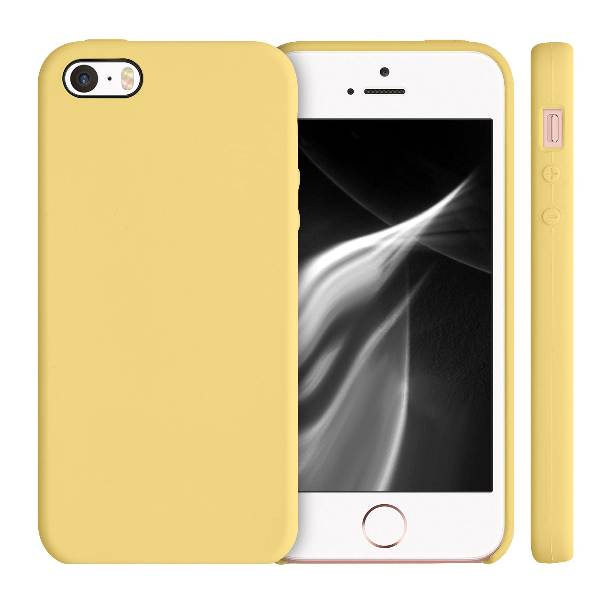 kwmobile Soft TPU Silicone Phone Case for Apple iPhone SE (1st Gen 2016) / iPhone 5 / iPhone 5S - Smooth Yellow Protective Cover | Perfect for Everyday Use, Work & Travel