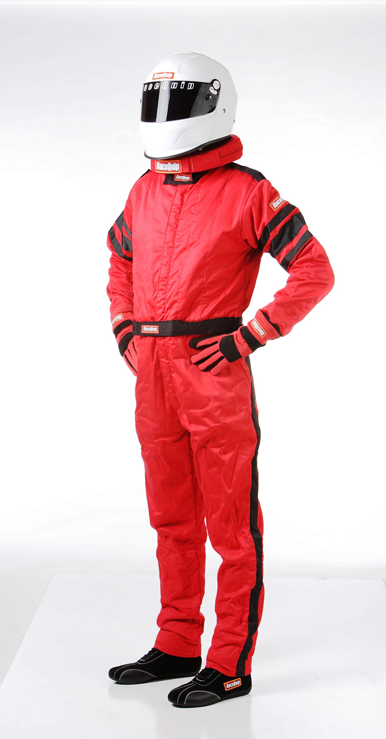 RaceQuip SFI 3.2A/5 Certified One-Piece Racing Fire Suit - Multi-Layer Flame Resistant Red Large (120015) for Professional Motorsports & Drag Racing