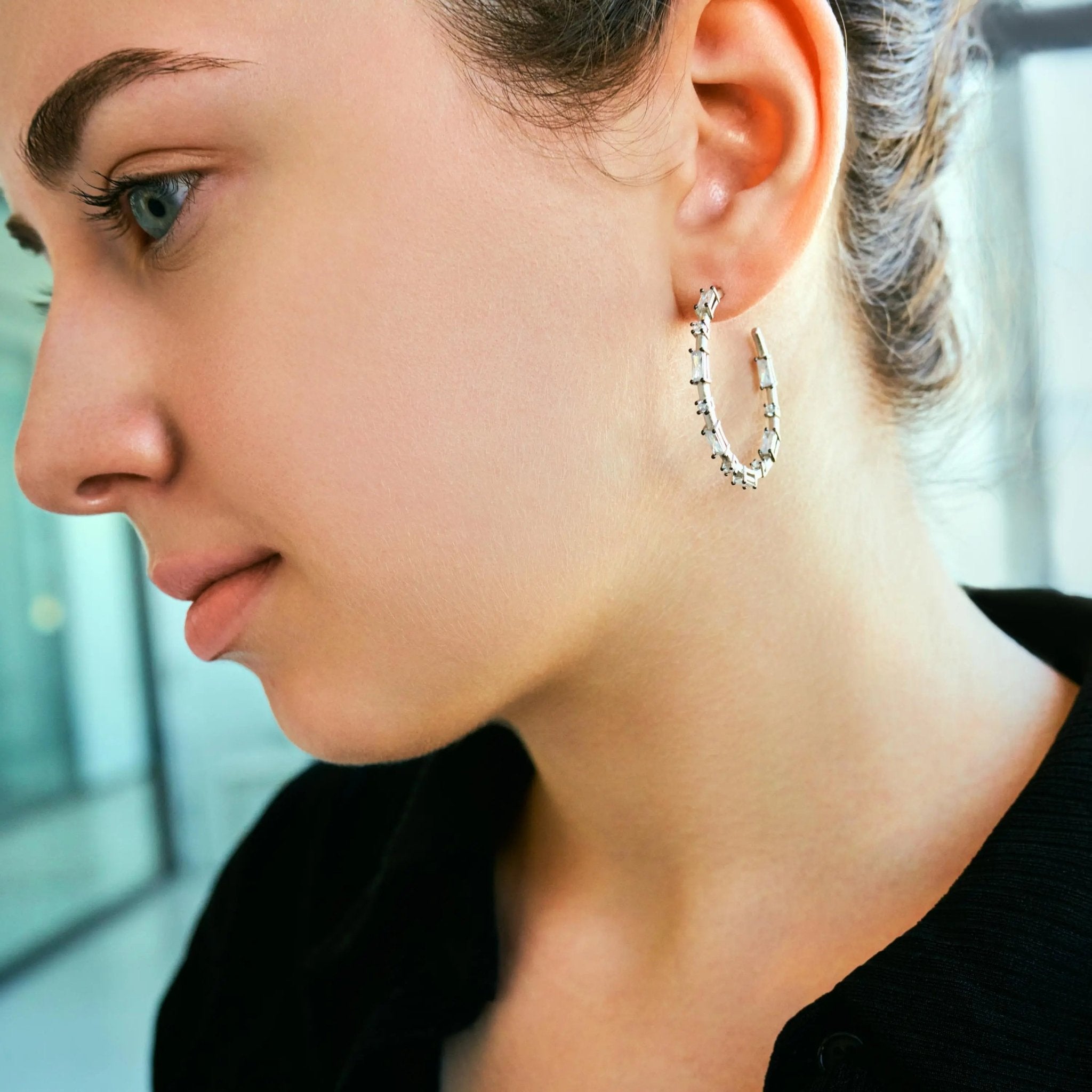 Vintage Cobblestone Hoop Earrings for Women - 14K Gold Plated Dangle Statement Jewelry - Perfect for Parties, Weddings & Everyday Wear