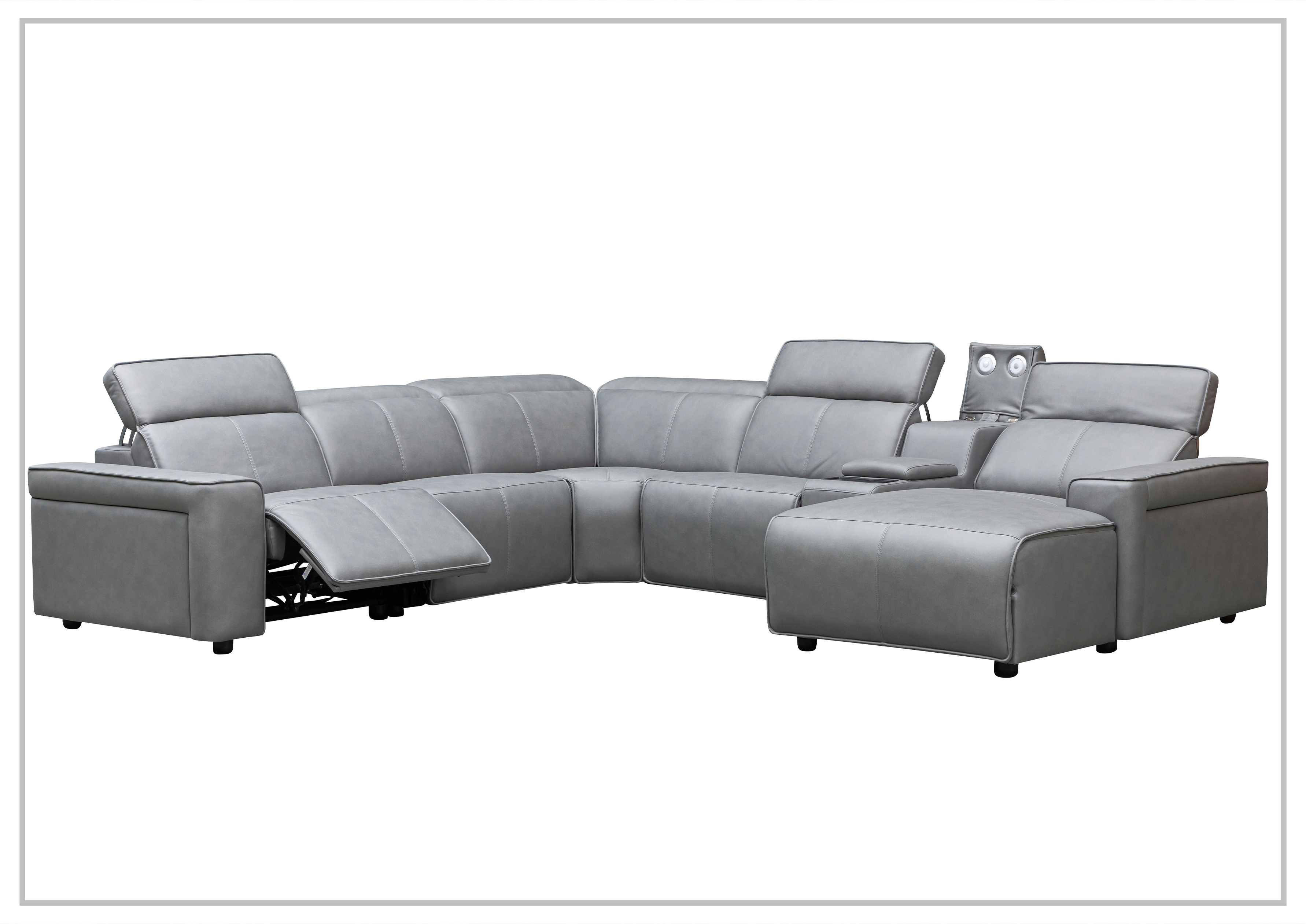 Klaussner Leonardo 6-Piece Power Recliner Sectional Sofa Set with USB Charging - Modern L-Shaped Living Room Furniture for Home Theater & Family Gatherings