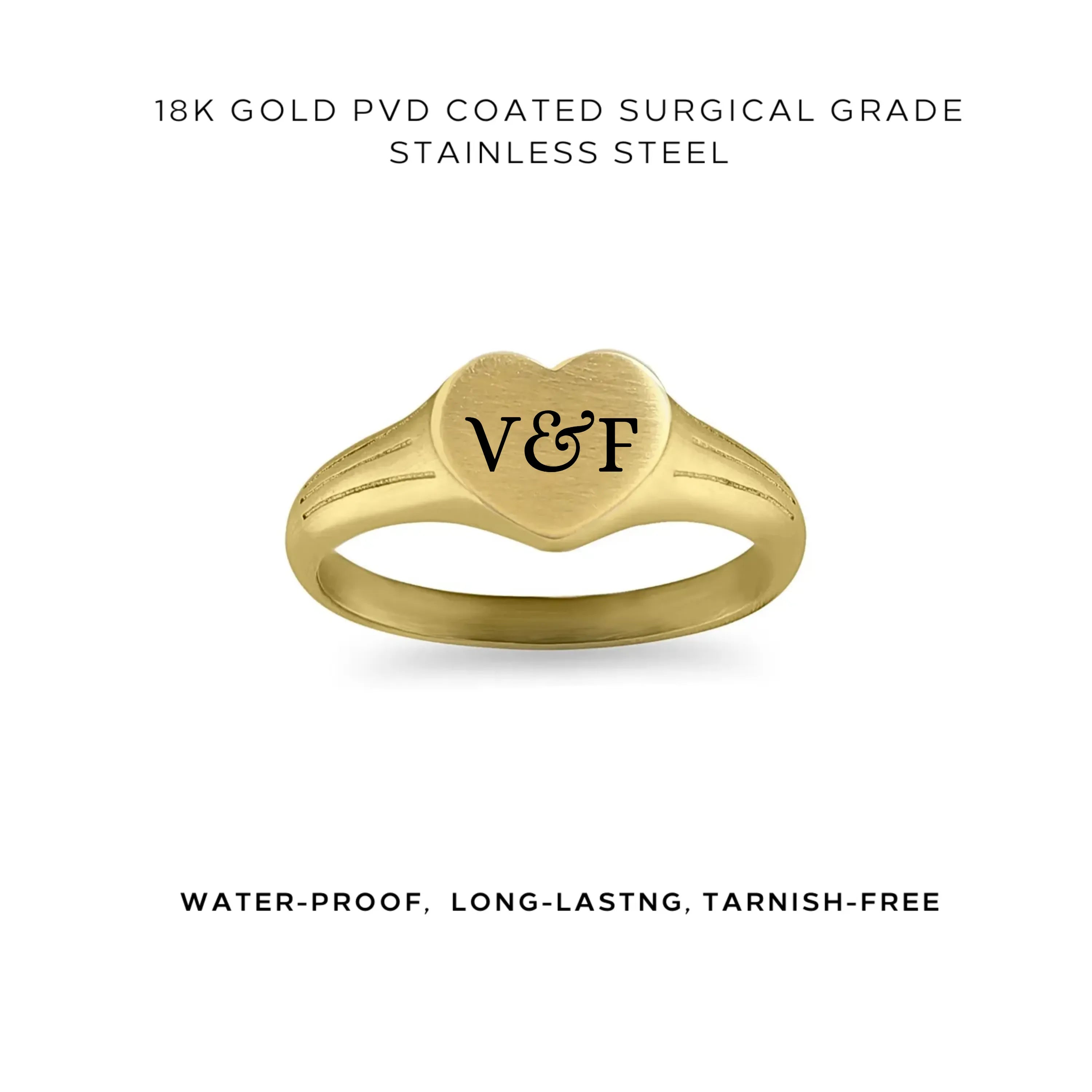 Personalized Heart Signet Engraved Ring - Custom Name & Date - Sterling Silver or Gold Plated - Perfect for Couples, Anniversary & Valentine's Gift - $35.00 - Ideal for Romantic Occasions, Weddings & Special Moments